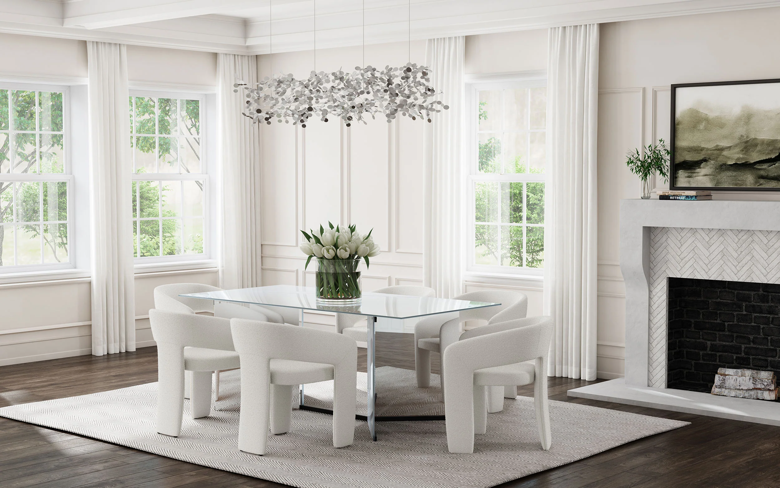 Emery 76-Inch Rectangular Mirrored Dining Table - Image 12