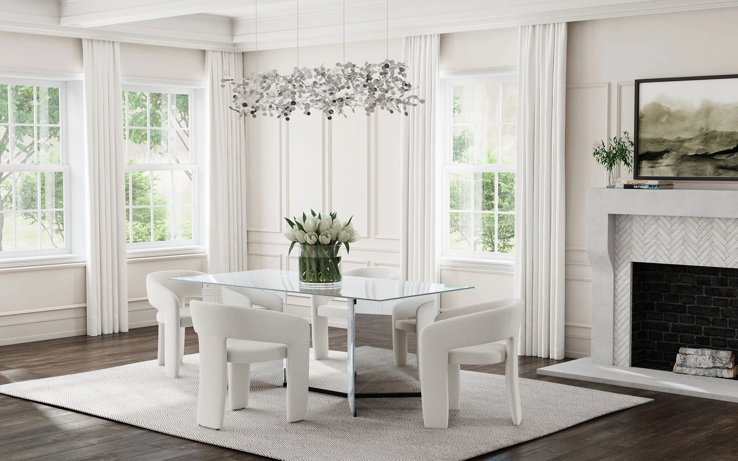 Emery 76-Inch Rectangular Mirrored Dining Table - Image 14