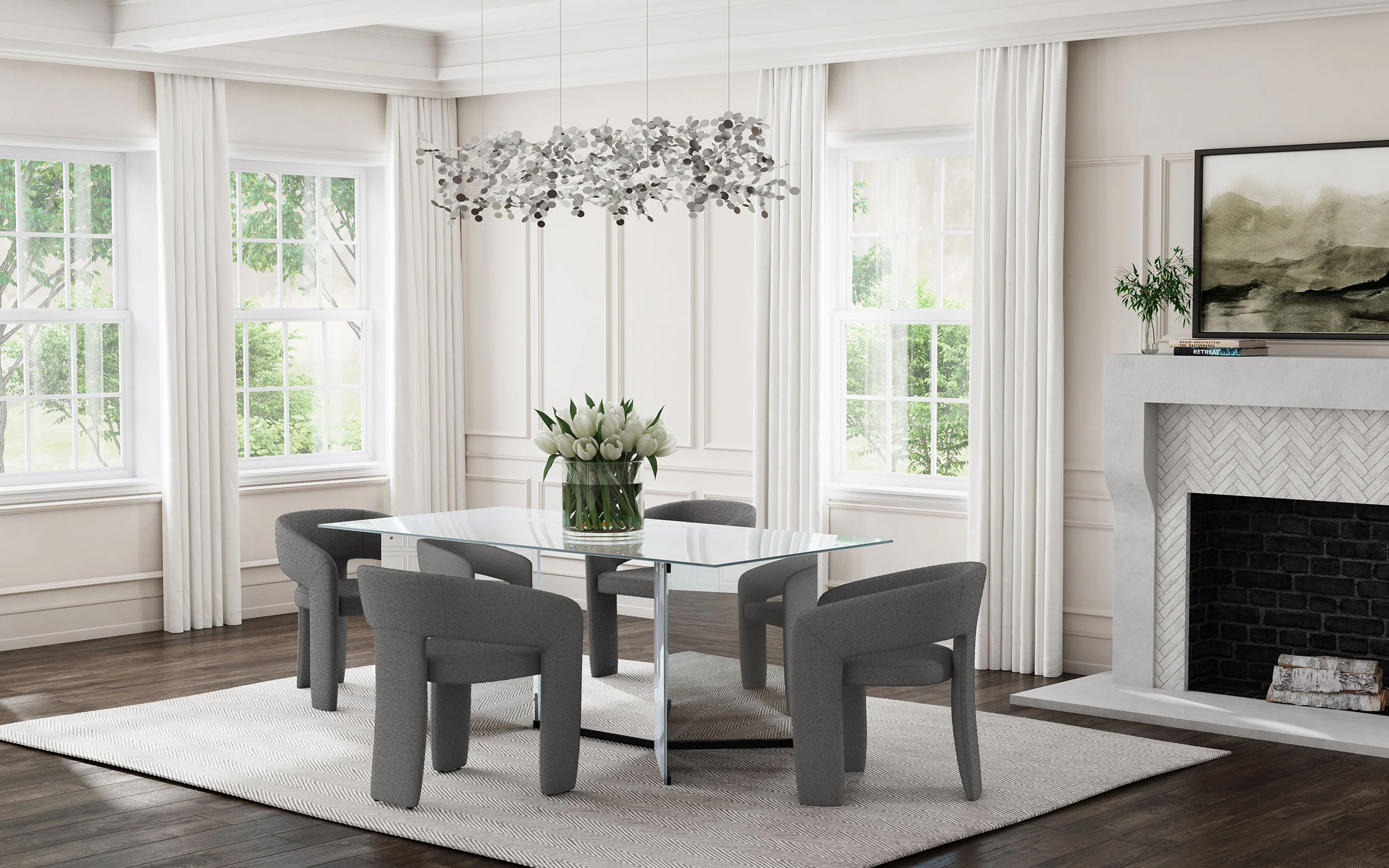 Emery 76-Inch Rectangular Mirrored Dining Table - Image 15
