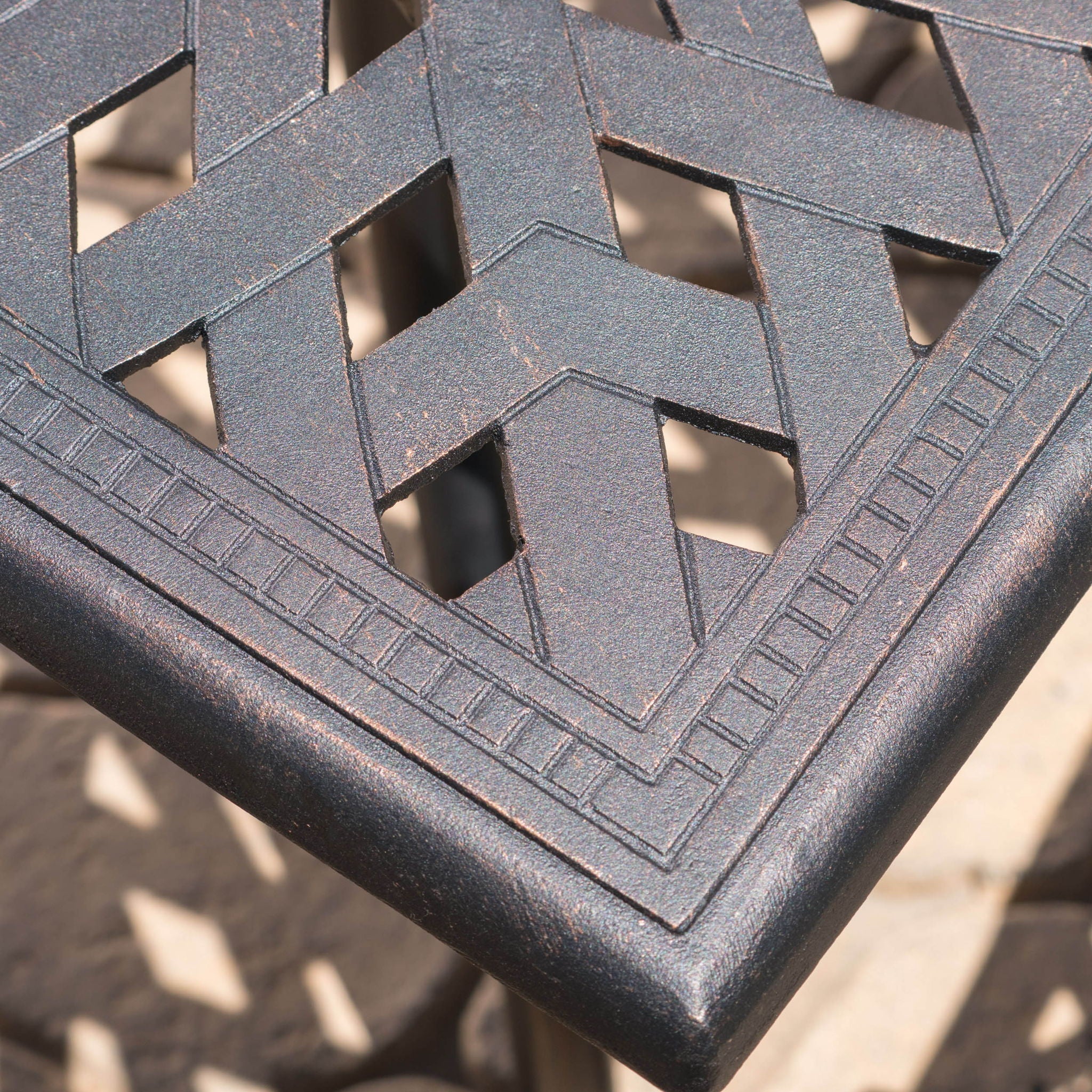 Enchantia - Outdoor Square Dining Table With Weave Tabletop And Flared Legs - Copper - Image 7