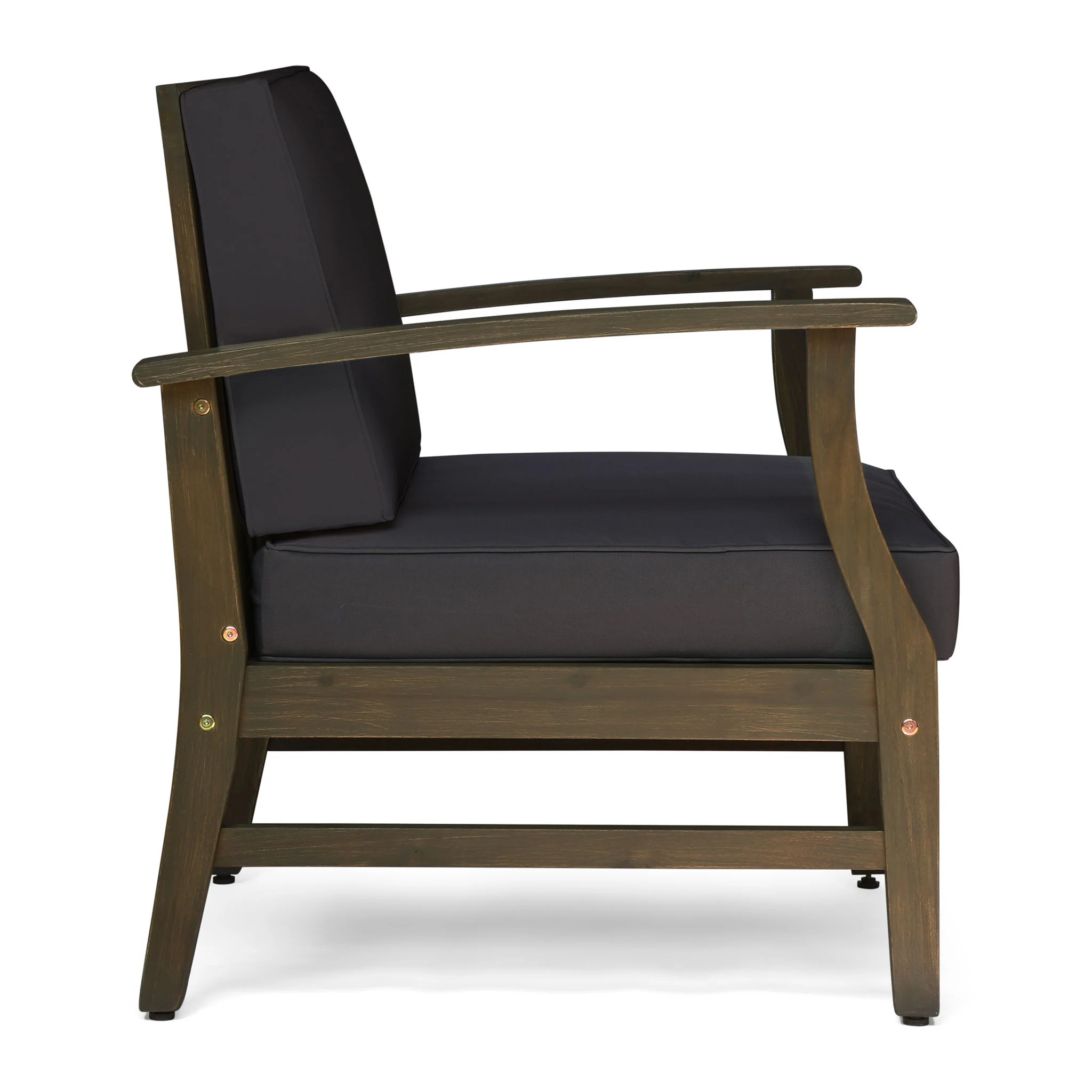 Enchanting Outdoor Club Chair With Slat Panel Design And Water Resistant Cushion - Dark Gray - Image 7