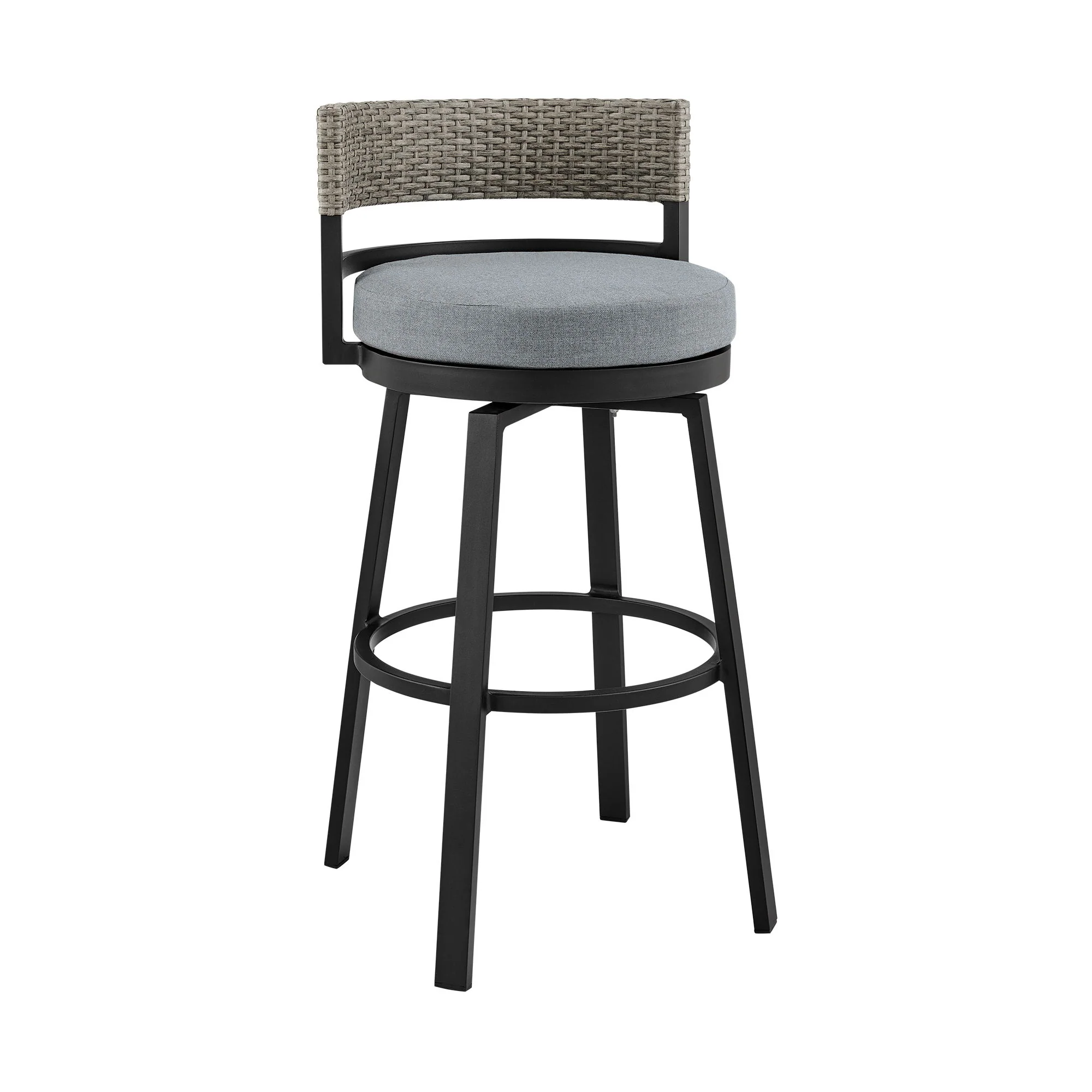 Encinitas - 5 Piece Bar Outdoor Patio Table Set With Cushions - Gray - Image 6
