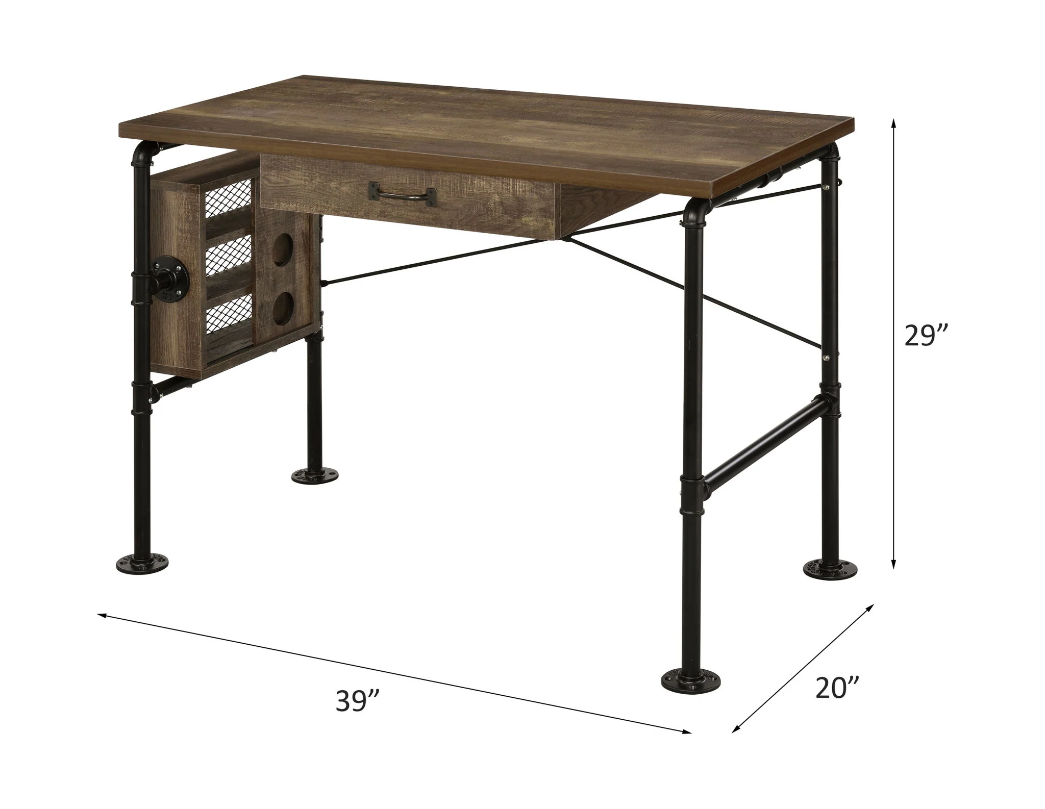 Endang - Writing Desk - Weathered Oak / Black - Image 3