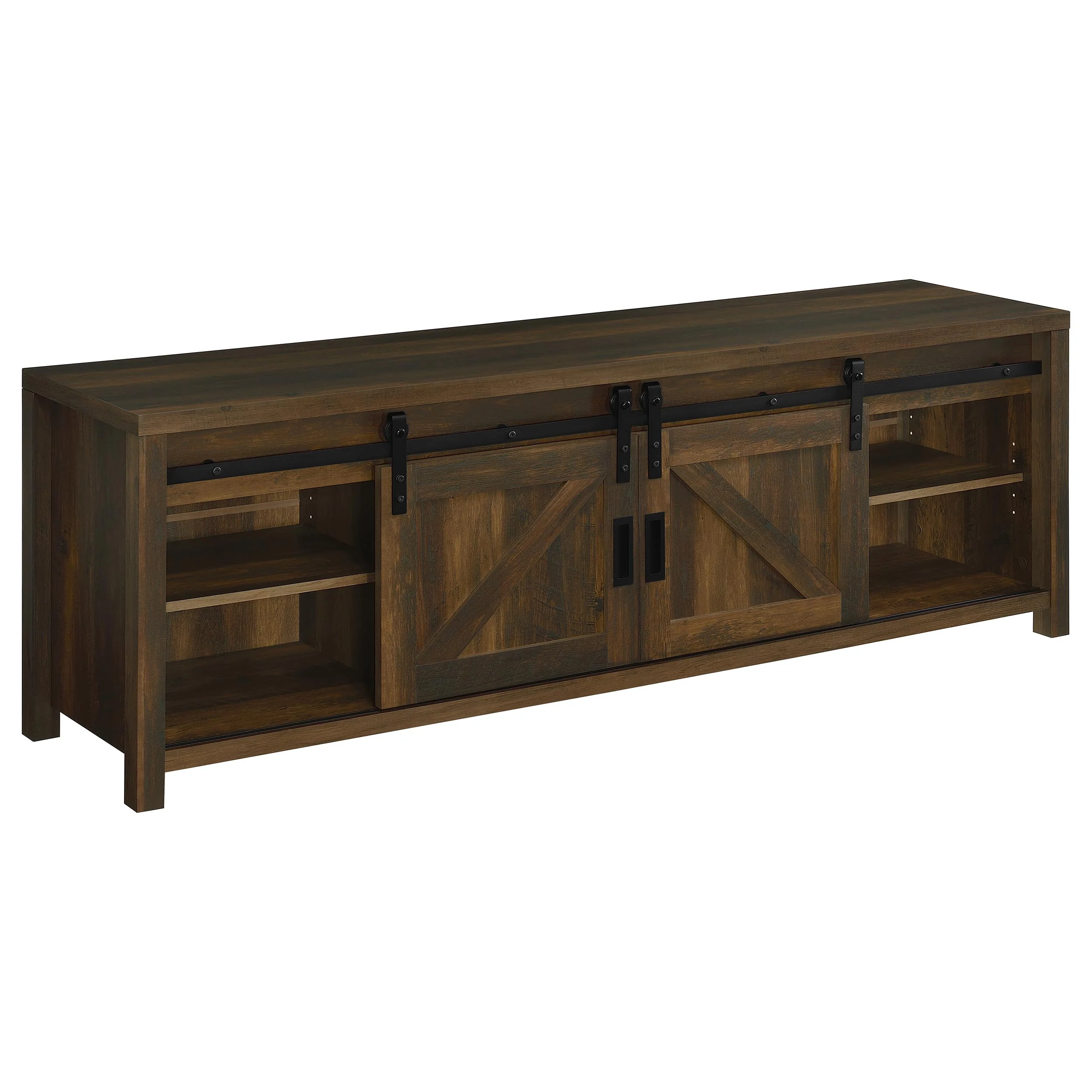Enfield 71-inch TV Stand Fireplace Media Console Dark Pine - Image 2