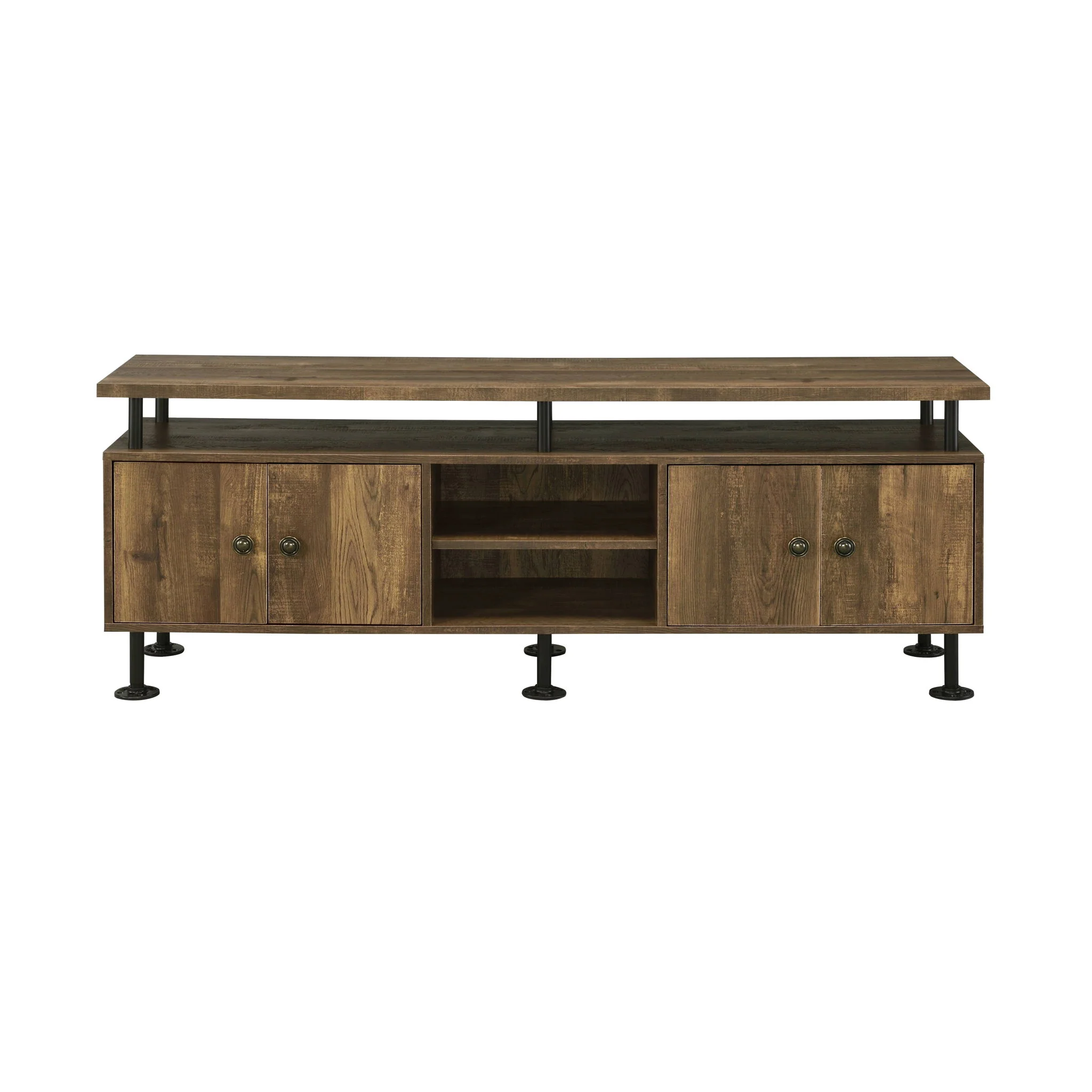 Ensata II - TV Stand - Rustic Oak / Black - Image 4