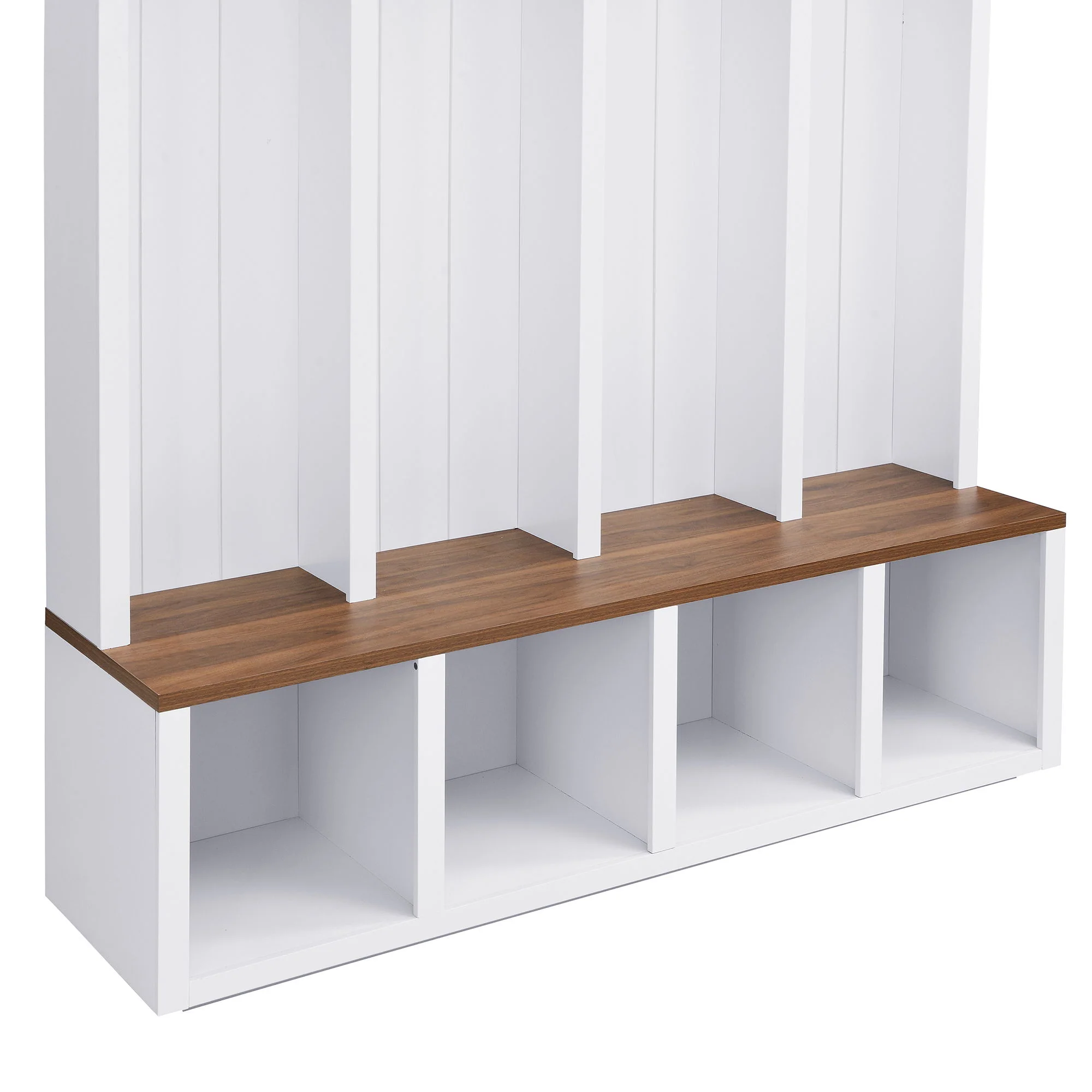 Entryway Hall Tree With Bench, 4 Hooks & Open Storage Space - Image 17