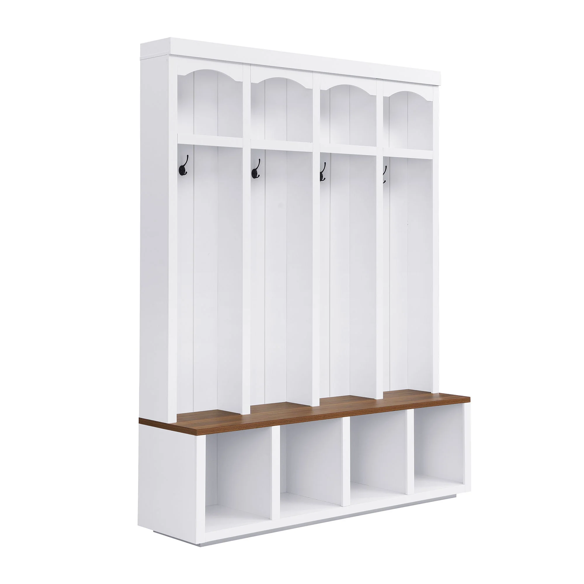 Entryway Hall Tree With Bench, 4 Hooks & Open Storage Space - Image 5