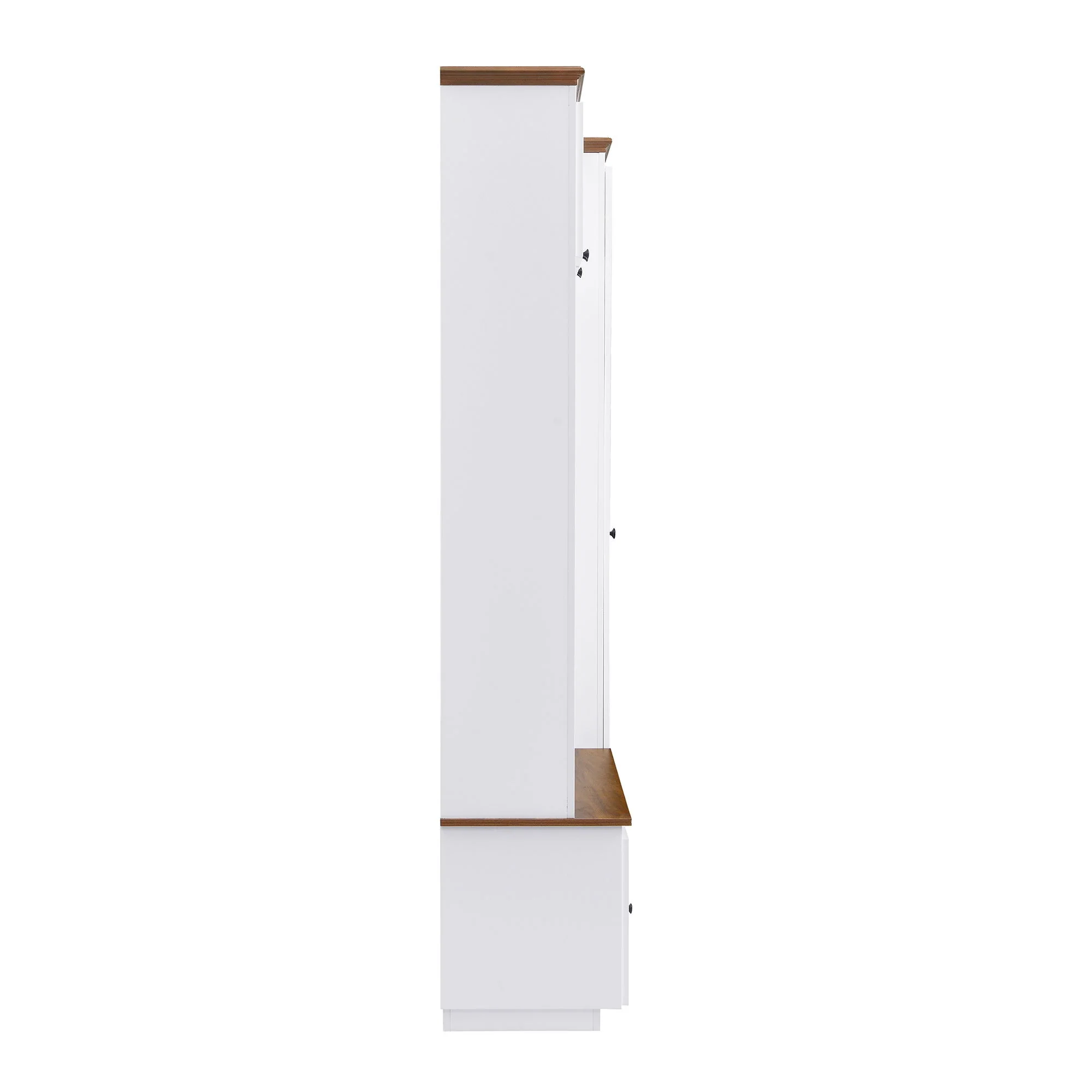 Entryway Hall Tree With Storage Bench, Coat Rack Shoe Bench With Cabinets - Image 8