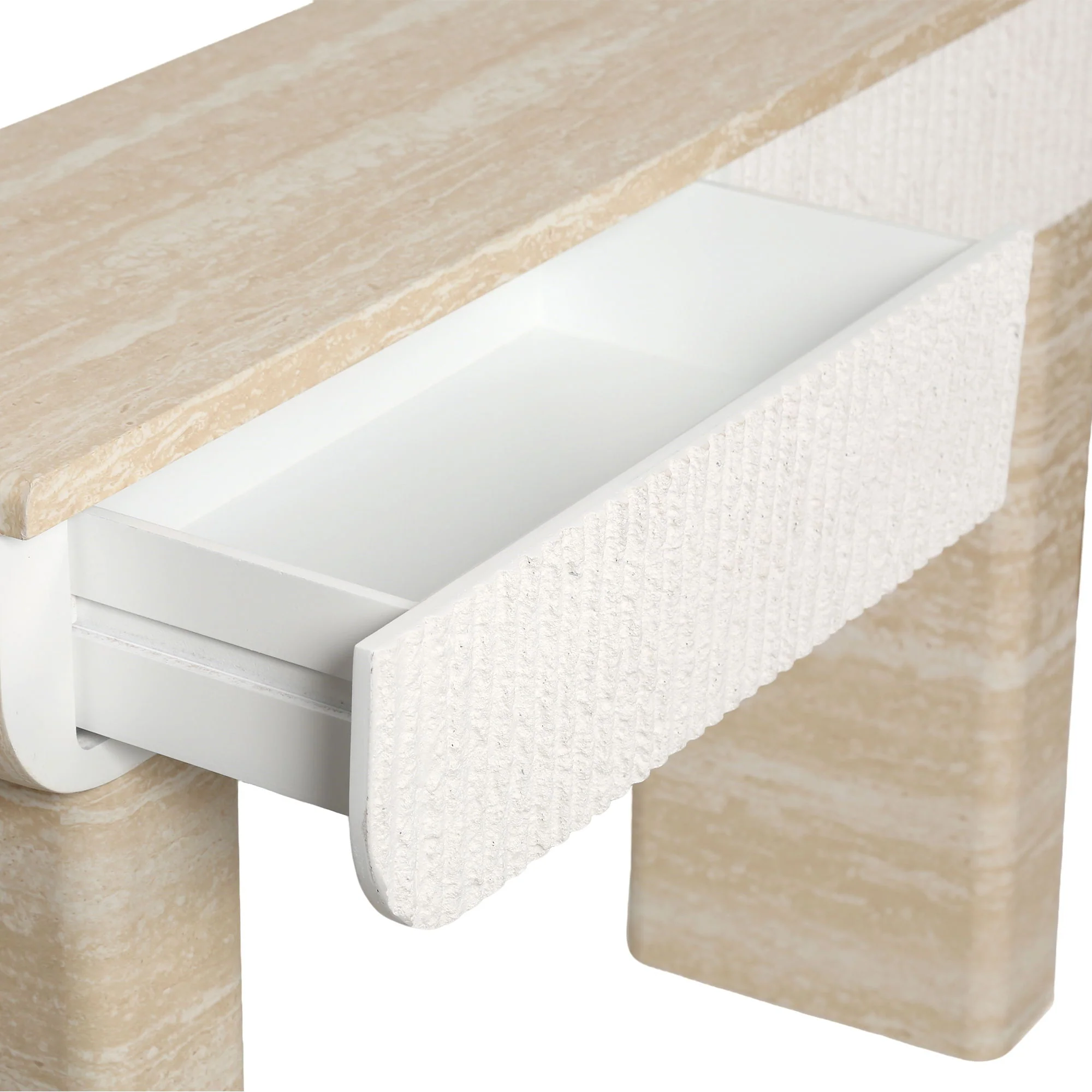Entryway Table With 2 Hidden Handle Drawers For Entrance - Beige / Yellow - Image 2