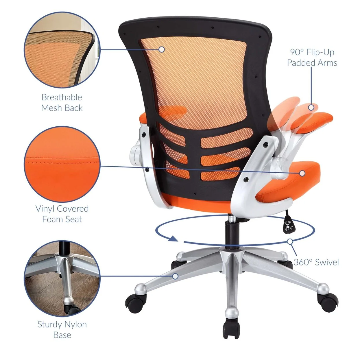 Ergonomic Mesh and Leatherette Office Chair – Adjustable, High-Back Lumbar Support - Image 2