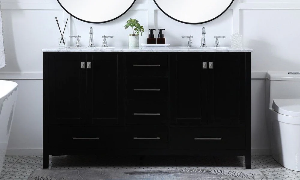 Erina 60 inch Double Bathroom Vanity in Black - Image 2