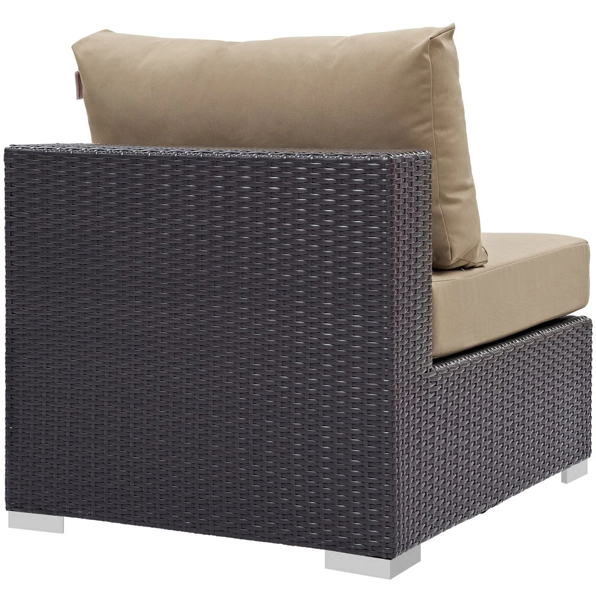 Espresso Wicker Outdoor Armless Chair, All-Weather Patio Seating, Durable Rattan Build - Image 9