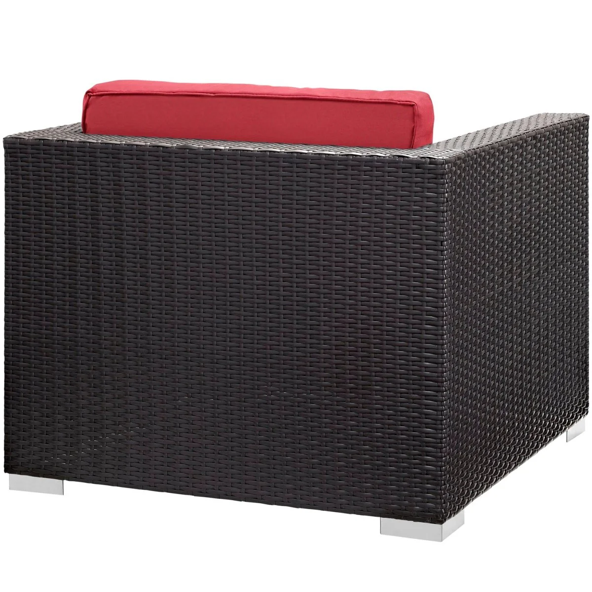 Espresso Wicker Outdoor Patio Armchair with Removable Weather-Resistant Seat Cushions - Image 6