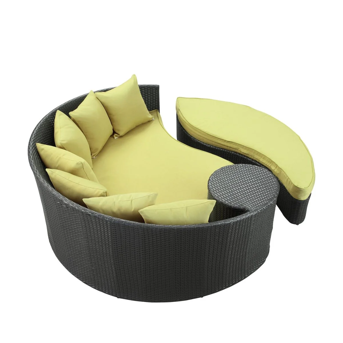 Espresso Wicker Outdoor Patio Daybed with Cushioned Seating and Weather-Resistant Frame - Image 2