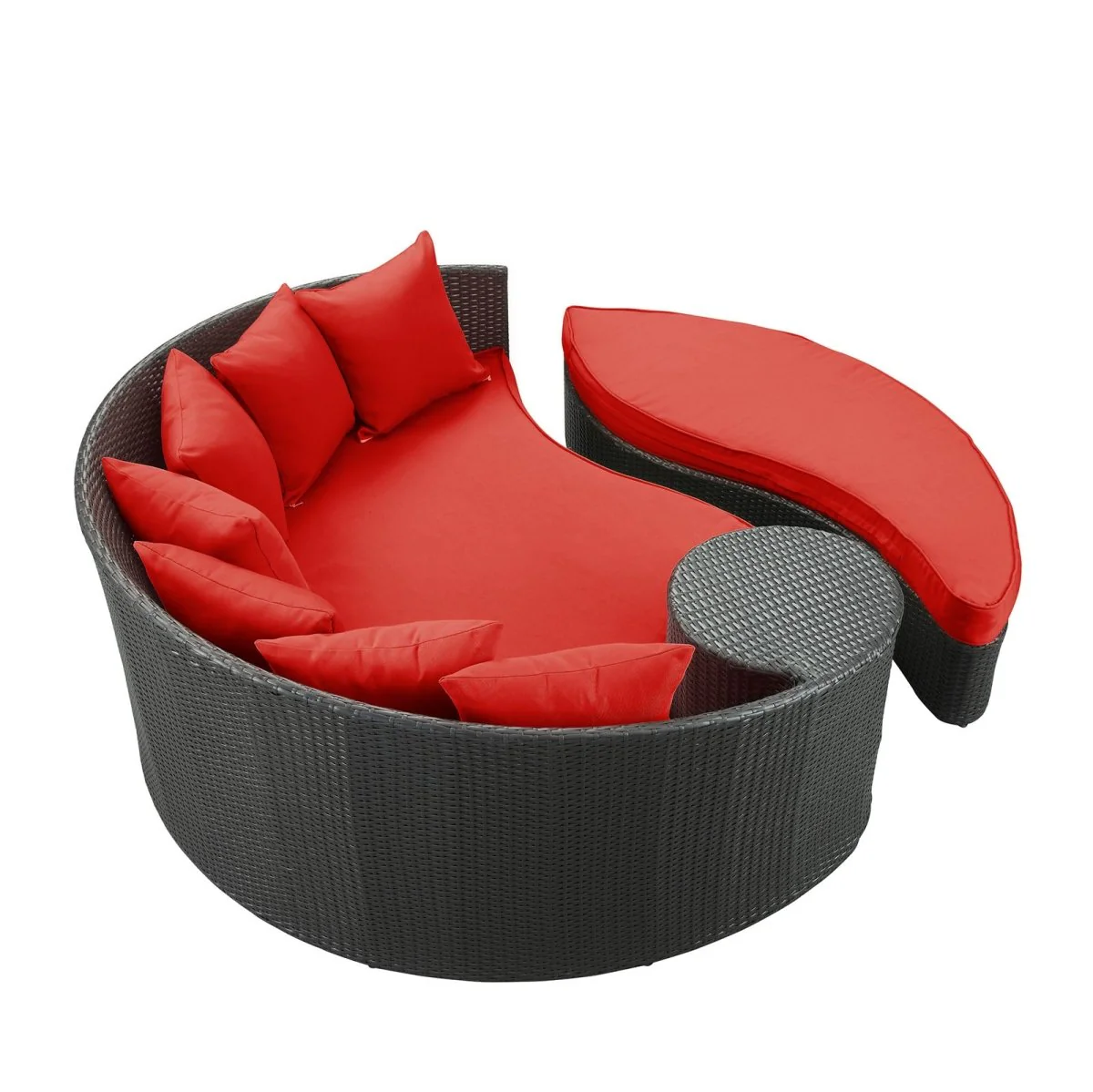 Espresso Wicker Outdoor Patio Daybed with Cushioned Seating and Weather-Resistant Frame - Image 9
