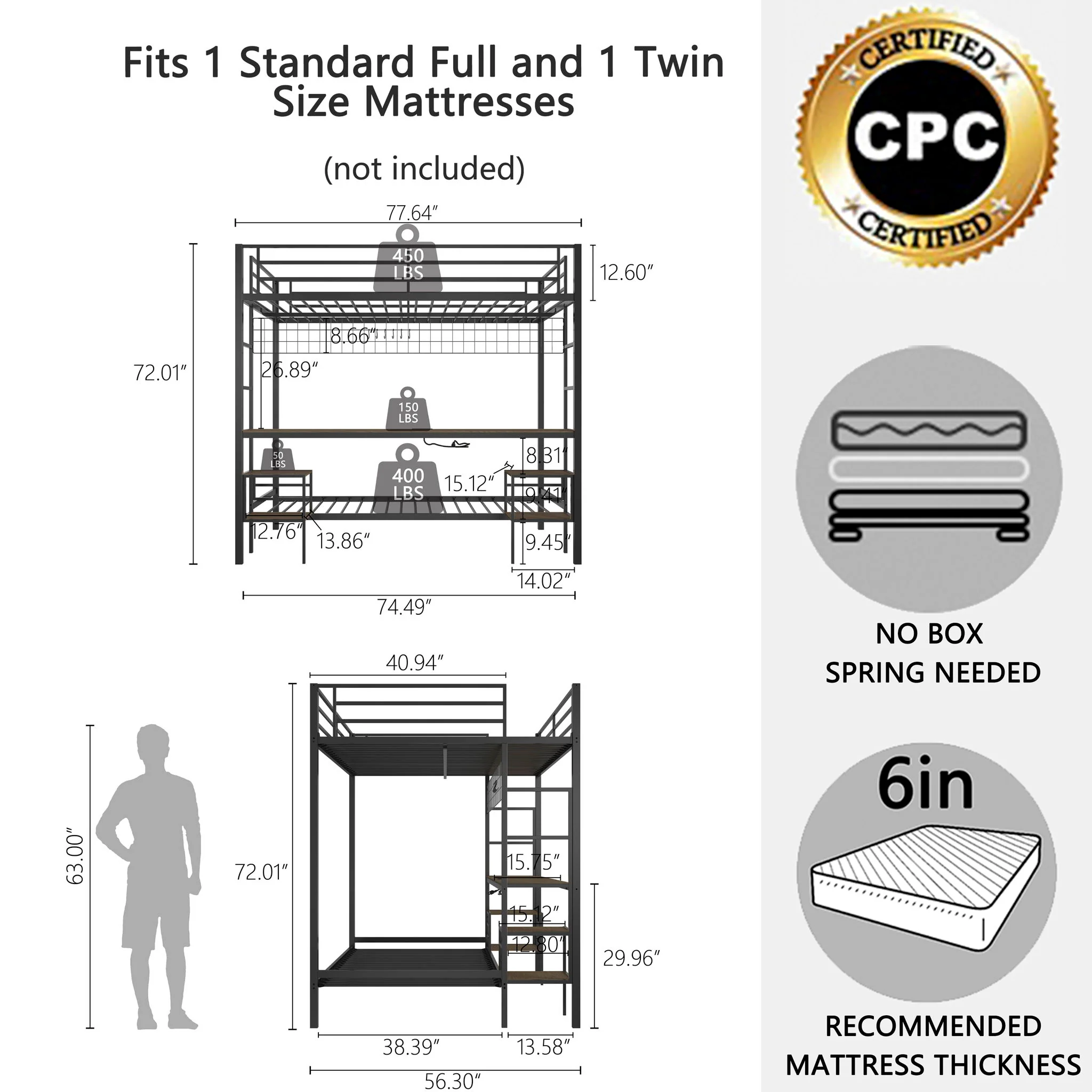 Ethan - Bunk Bed With Desk, Charging Station, Storage Shelves - Image 17