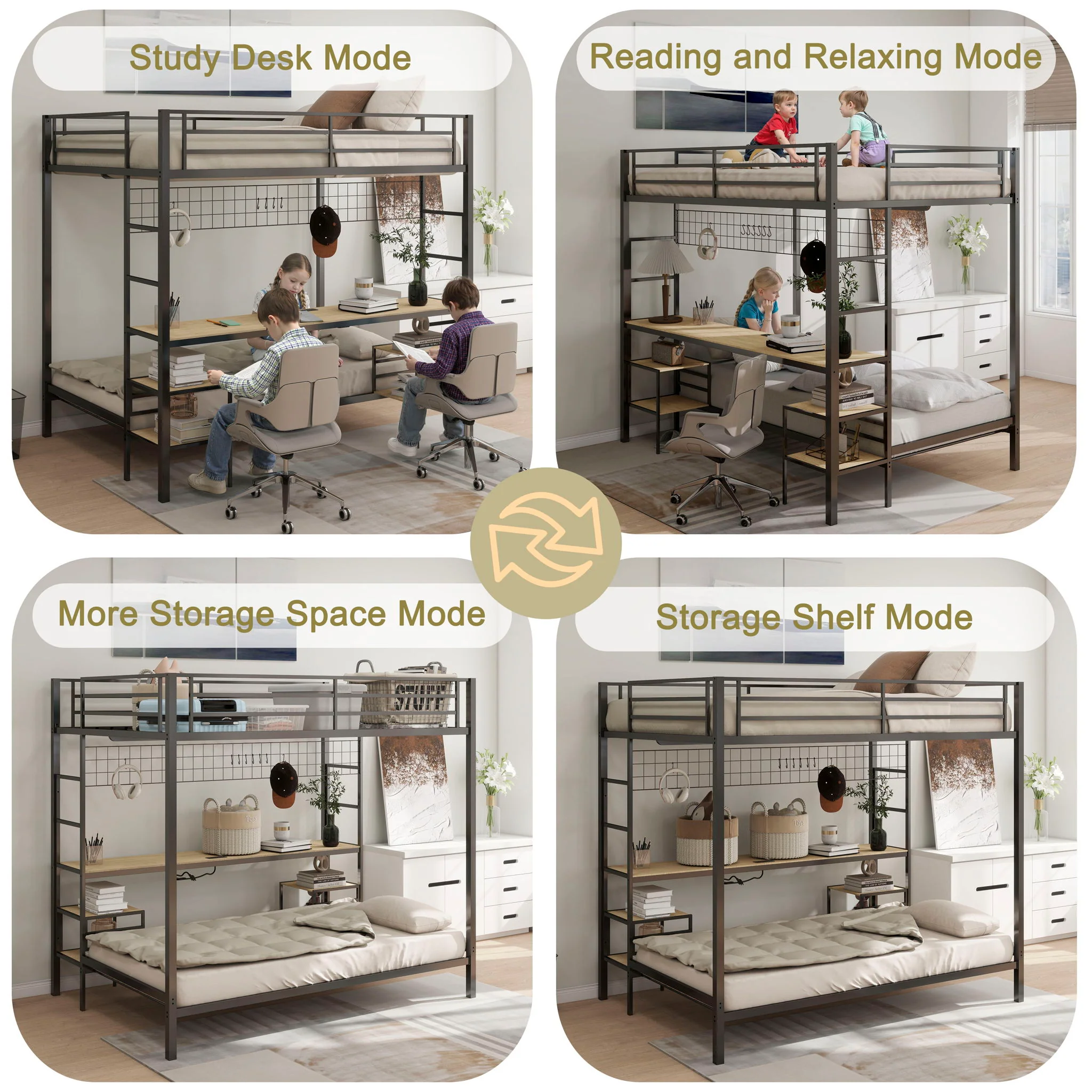 Ethan - Bunk Bed With Desk, Charging Station, Storage Shelves - Image 6