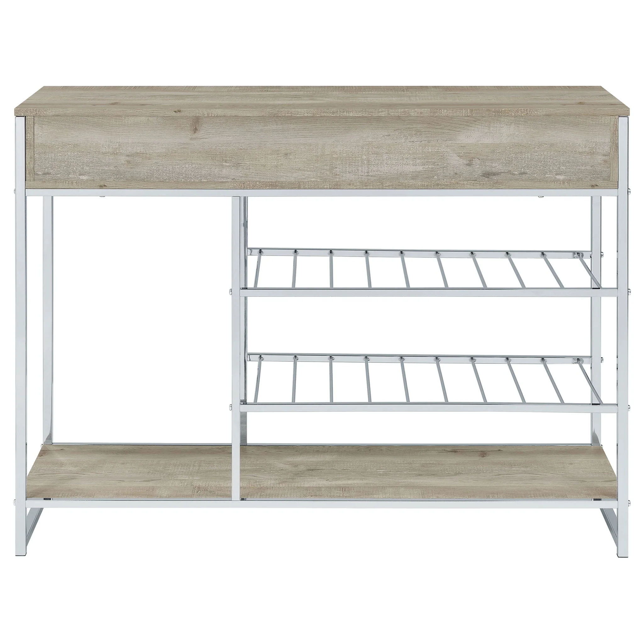 Ethel - 2 Drawer Home Bar Storage With Wine Rack - Oak - Image 2