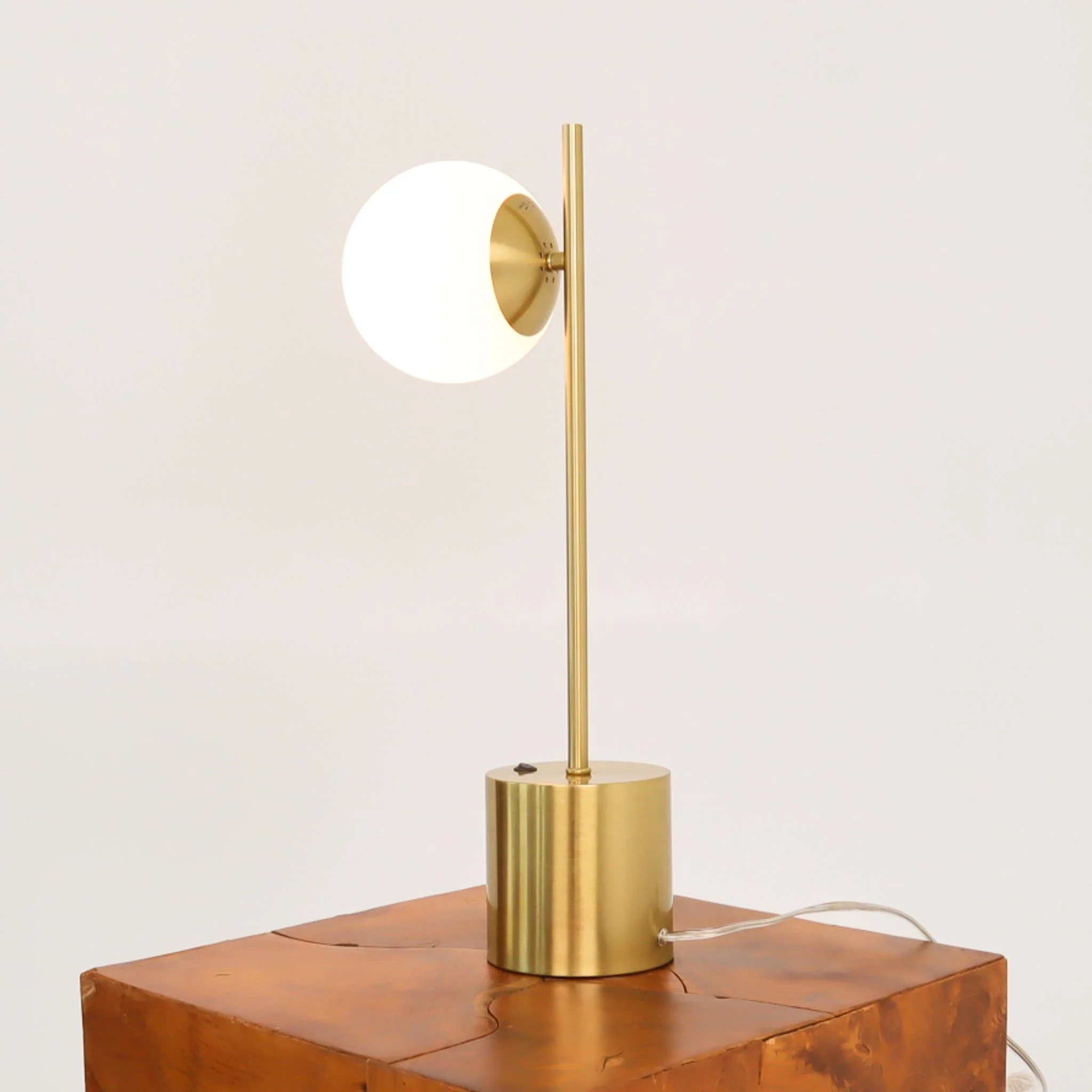 Ethereal - Modern Small Table Lamp, Desk Lamp Fixture With Globe Shade - Gold / White - Image 5