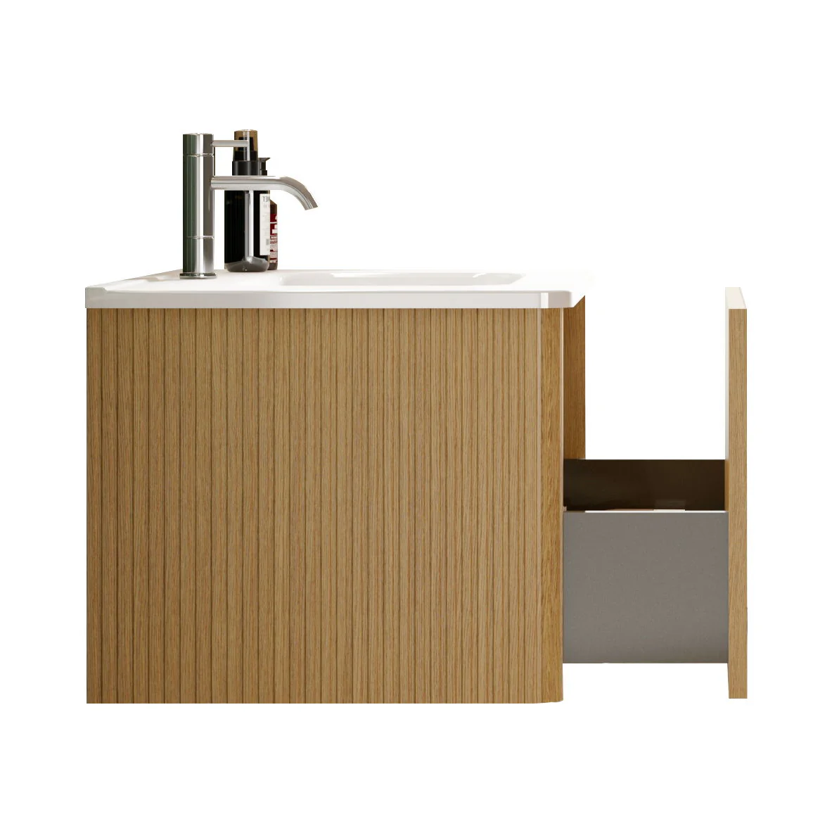 Etna - Striped Bathroom Vanity With Ceramic Sink, Wall Mounted Floating Bathroom Vanity For Modern Bathroom - Image 11