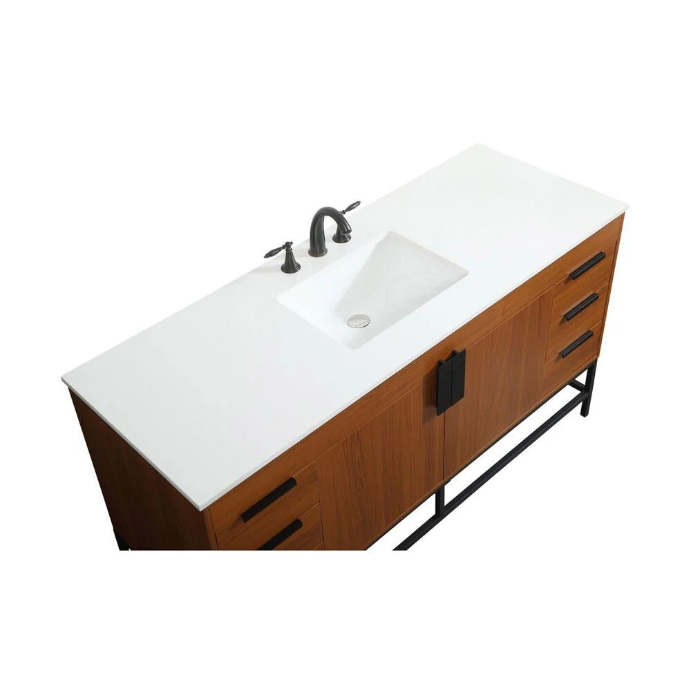 Eugene 60 inch Free Standing Single Basin Vanity in Teak - Image 7