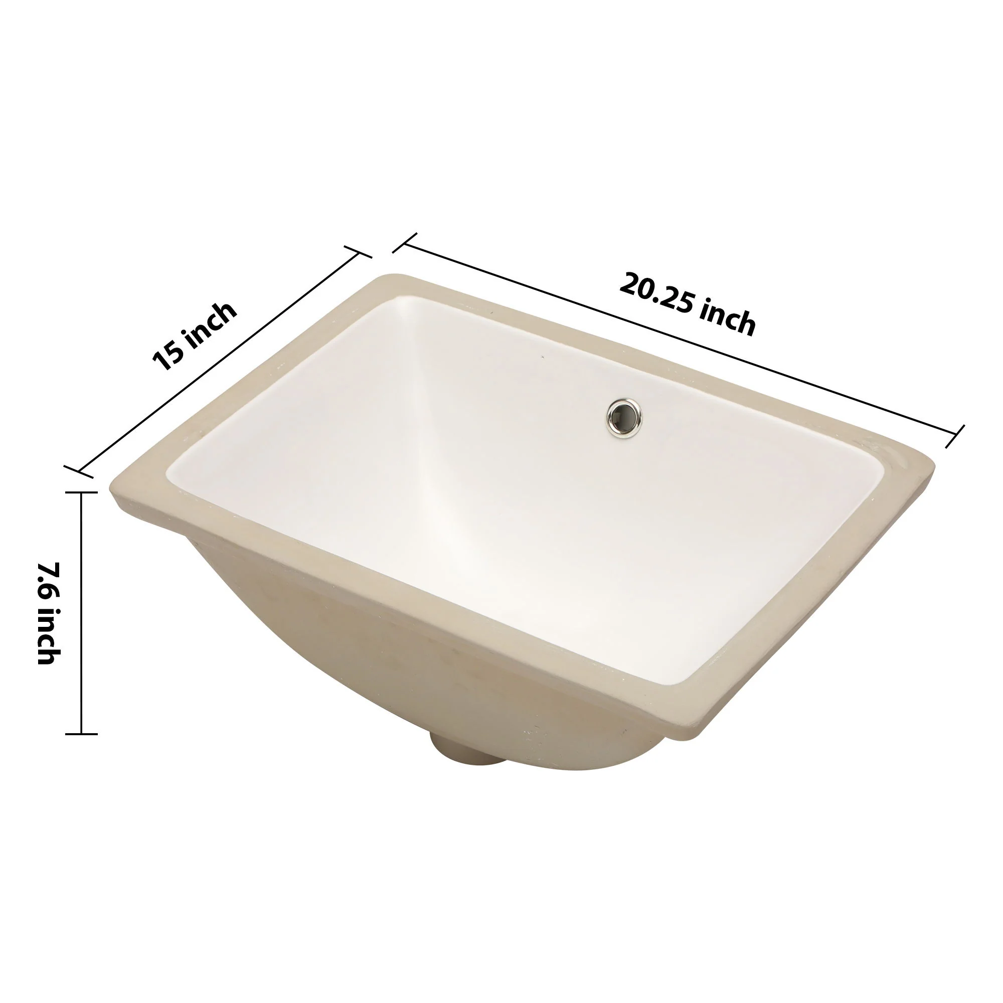 European Style Ceramic Rectangular Undermount Bathroom Sink With Overflow - Image 5