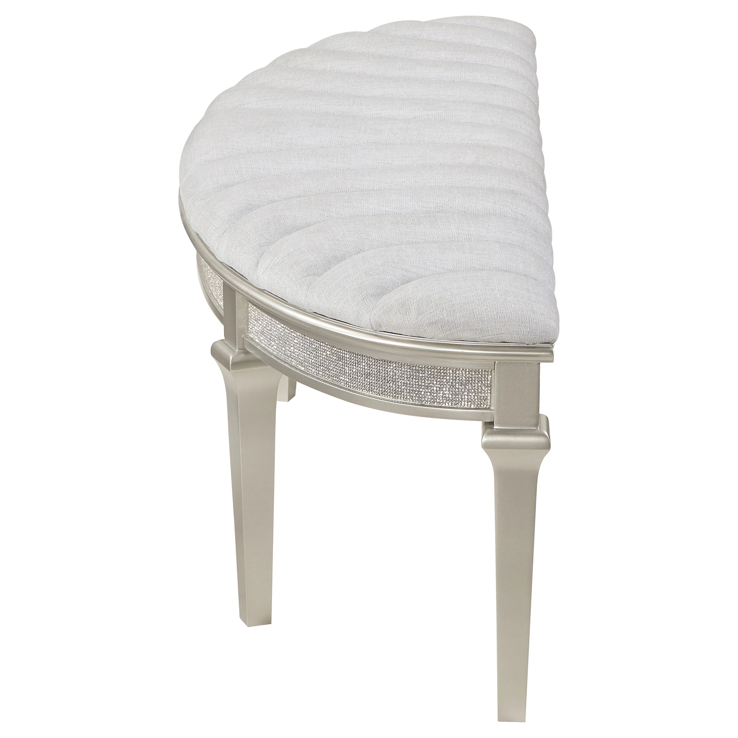 Evangeline Curved Fabric Upholstered Bench Silver Oak - Image 3