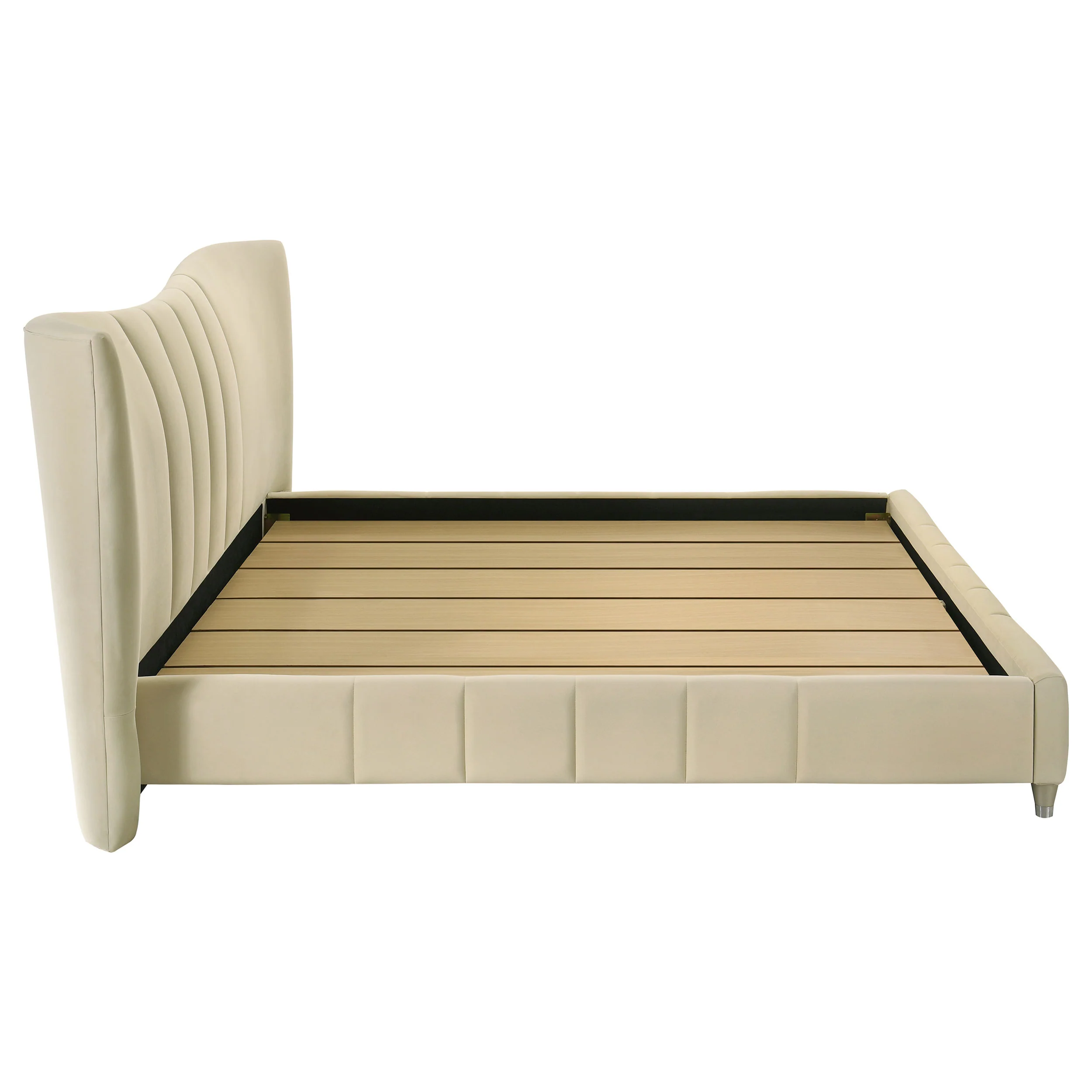Evelyn Upholstered Eastern King Panel Platform Bed Ivory - Image 6