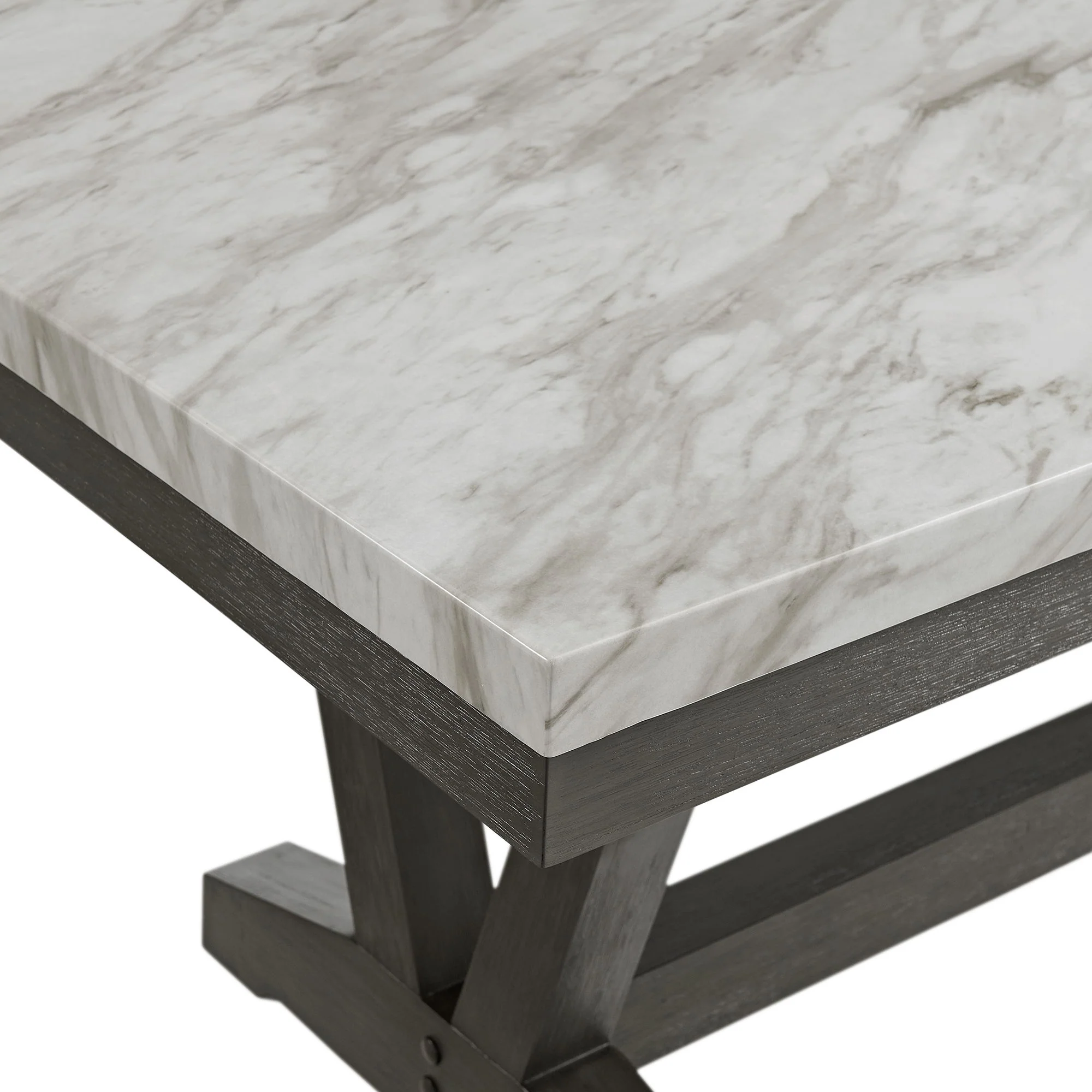 Everdeen - Dining Table With White Faux Marble Top - Charcoal - Image 6