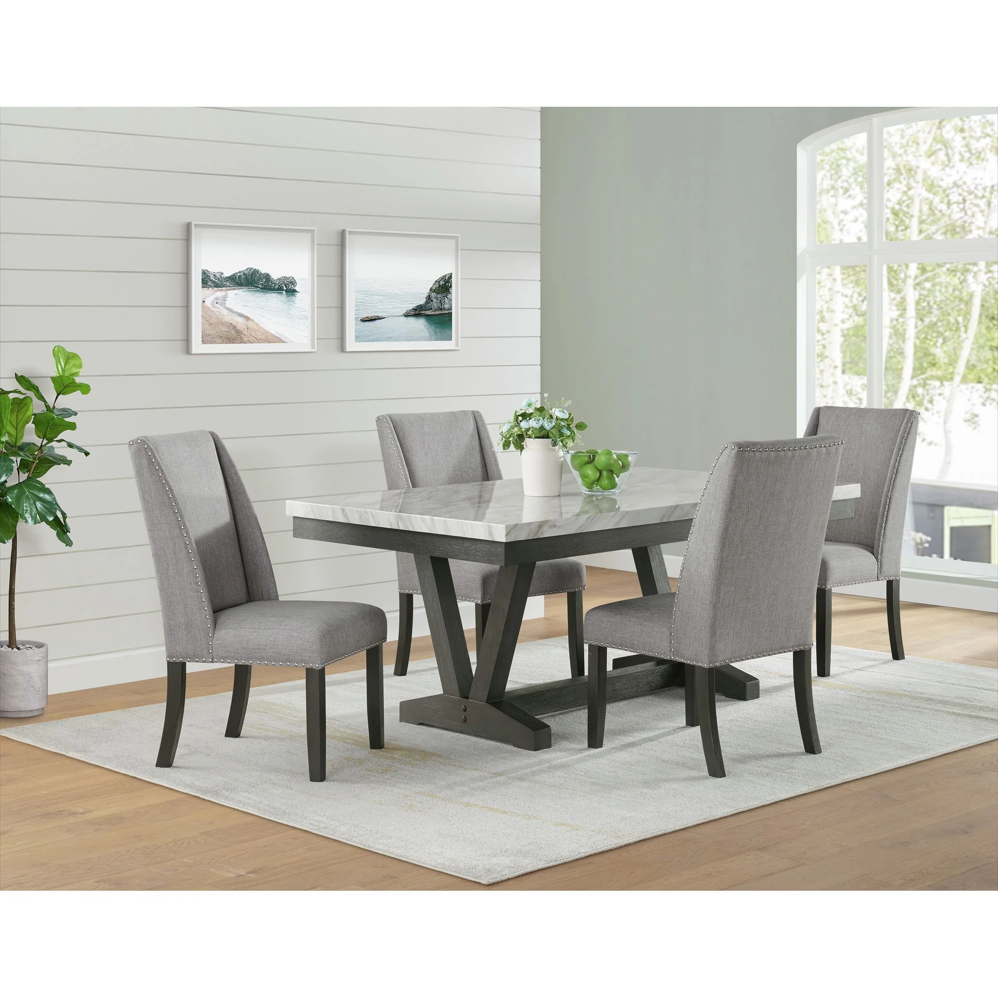 Everdeen - Side Chair With Gray Fabric and Nail Heads (Set of 2) - Charcoal - Image 2