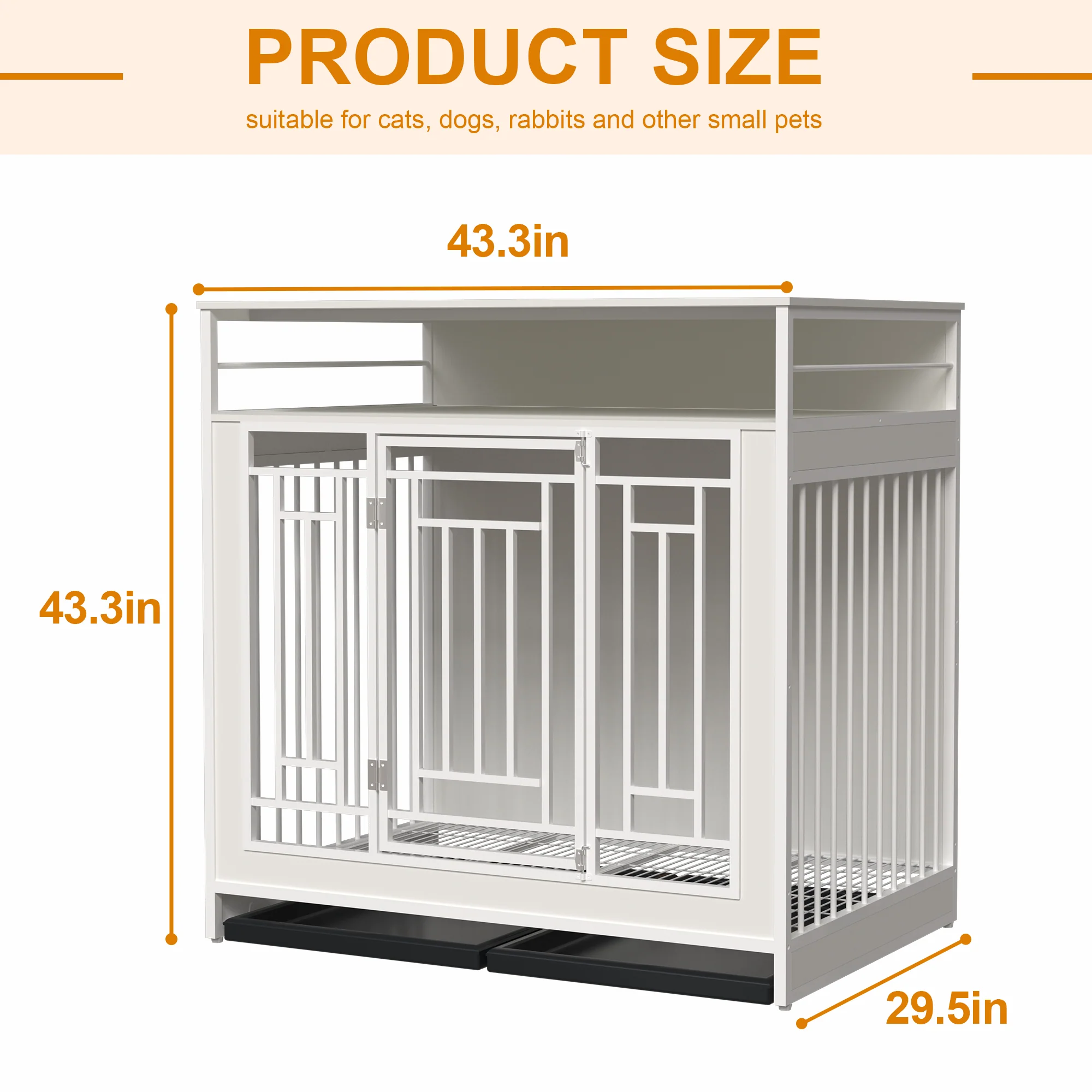 Everest 43-Inch Luxury Furniture Dog Crate with Large Storage Drawers – White - Image 3
