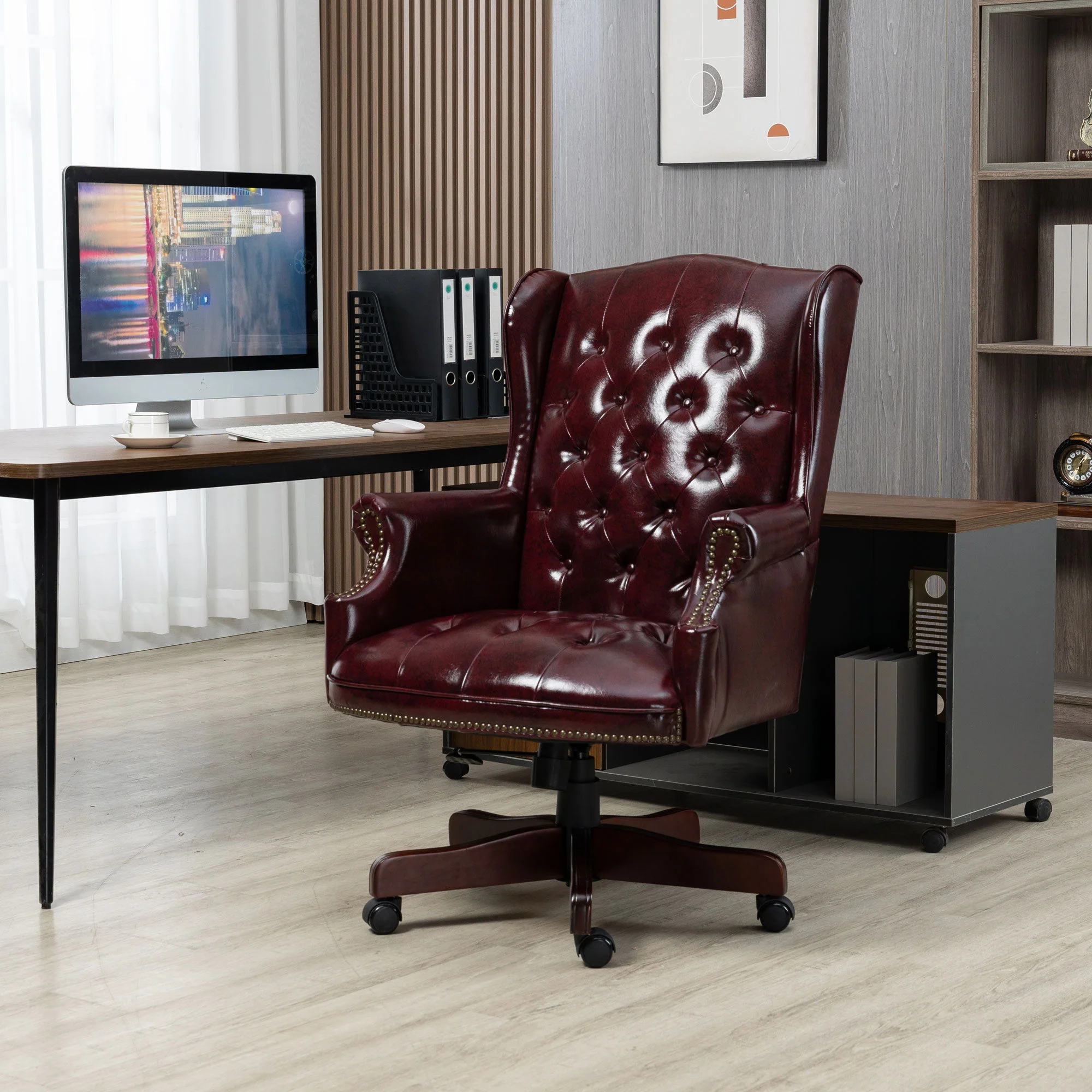 Executive Office Chair, High Back Reclining Comfortable Desk Chair With Smooth Glide Caster Wheels - Image 2