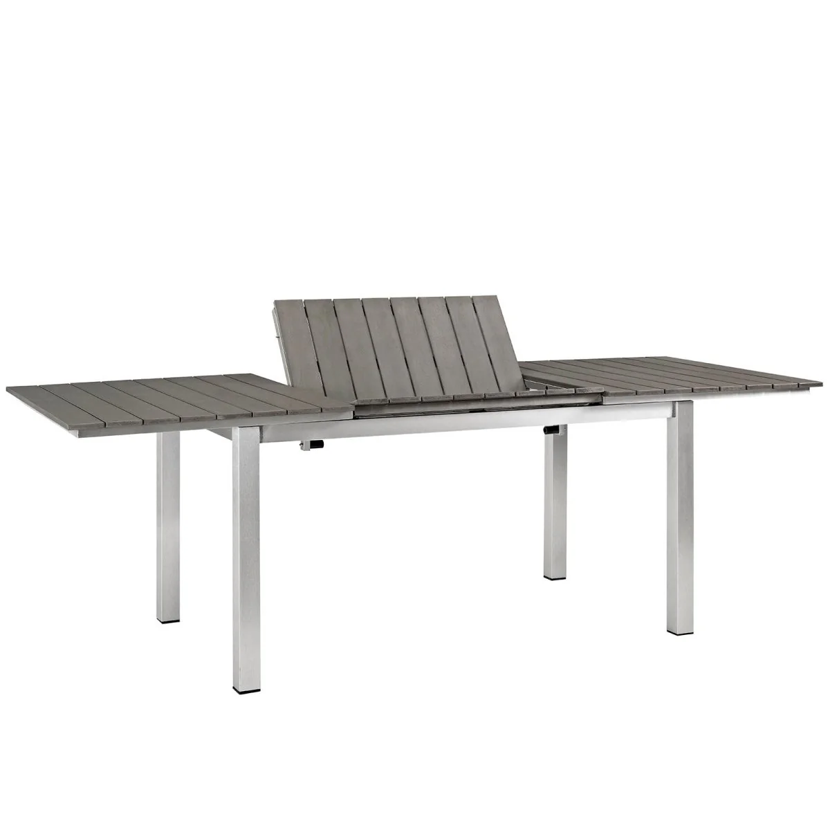 63-94" Silver Gray Extendable Aluminum Outdoor Dining Table - Image 3