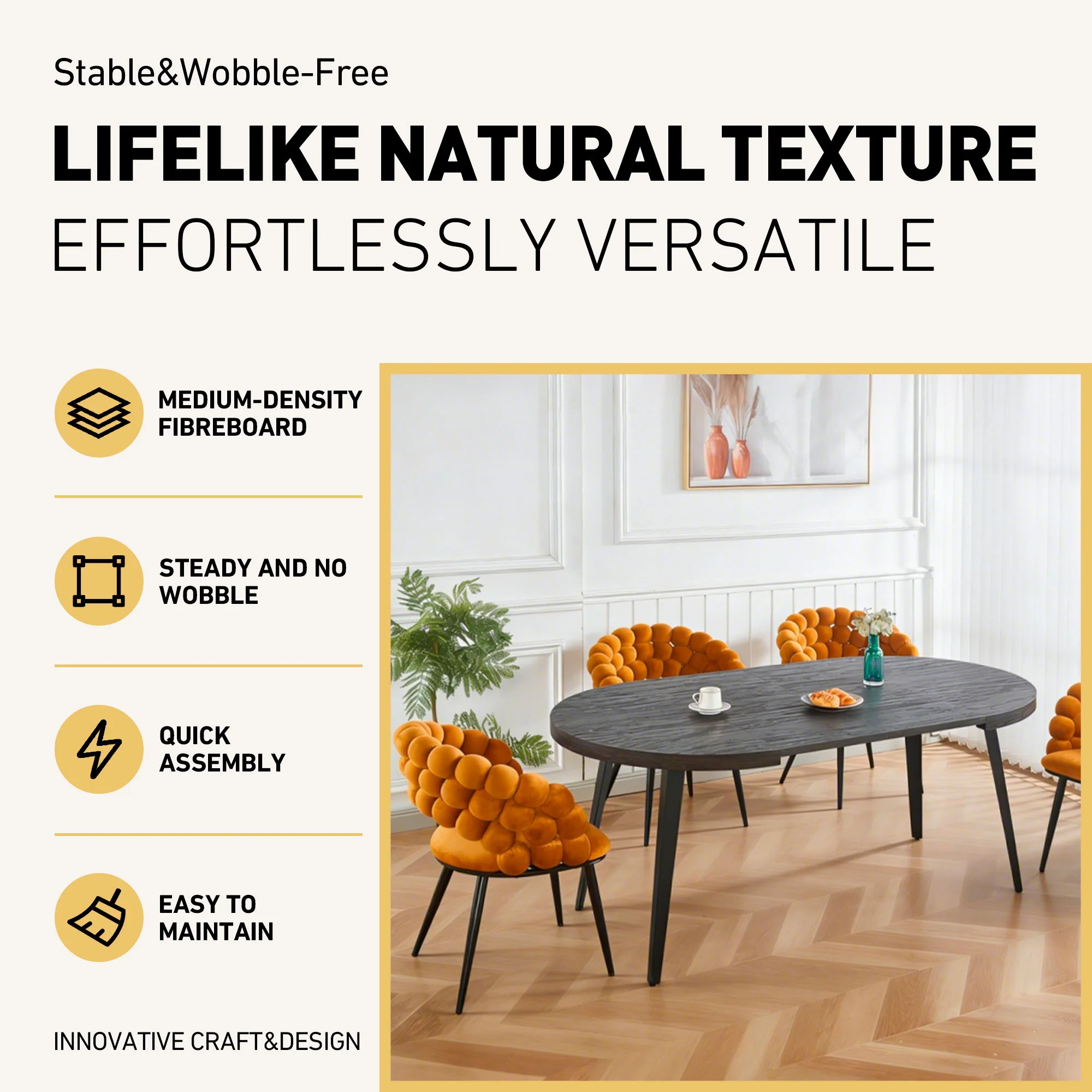 Extendable Dining Table - Black - Image 3