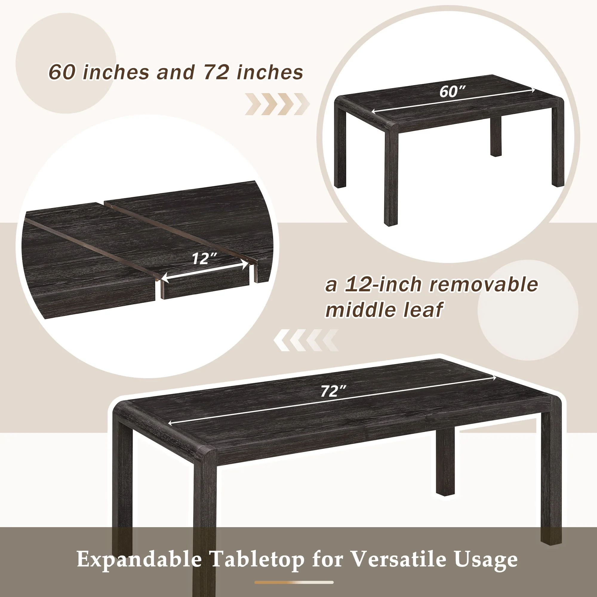 Extendable Dining Table Set With 4 Upholstered Chairs And 1 Bench - Image 16