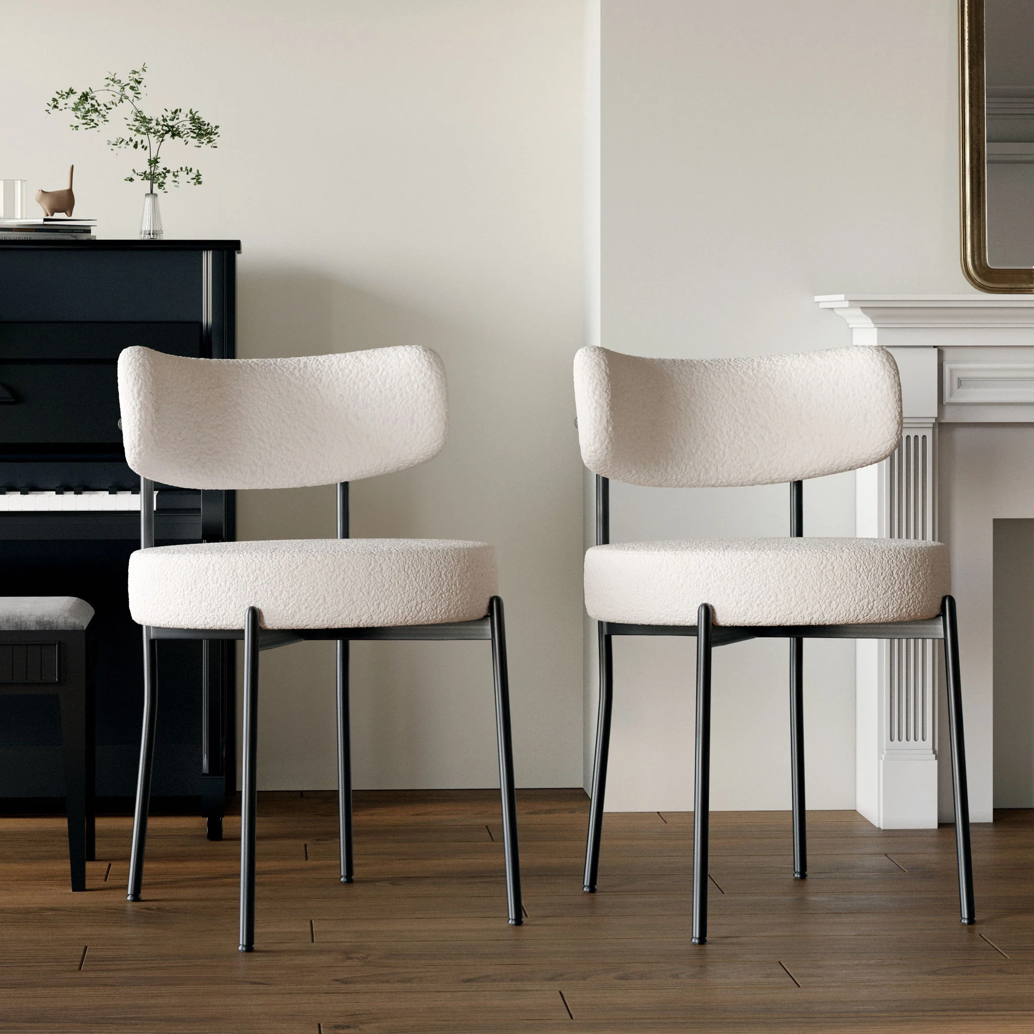 Extendable Dining Table Set With Curved Backrest Upholstered Chairs - Image 28