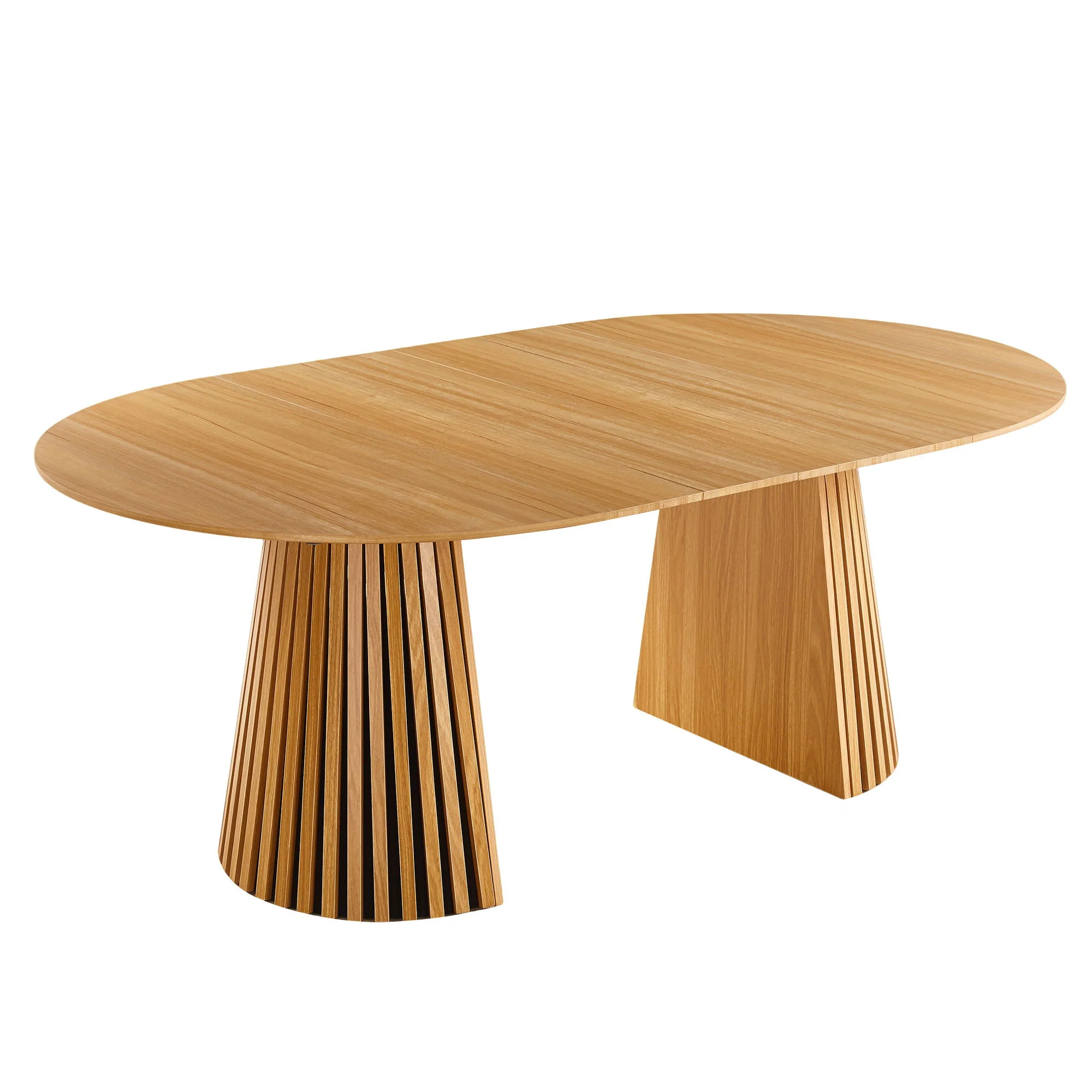 Extendable Pedestal Multifunctional Dining Table - Oak - Image 3