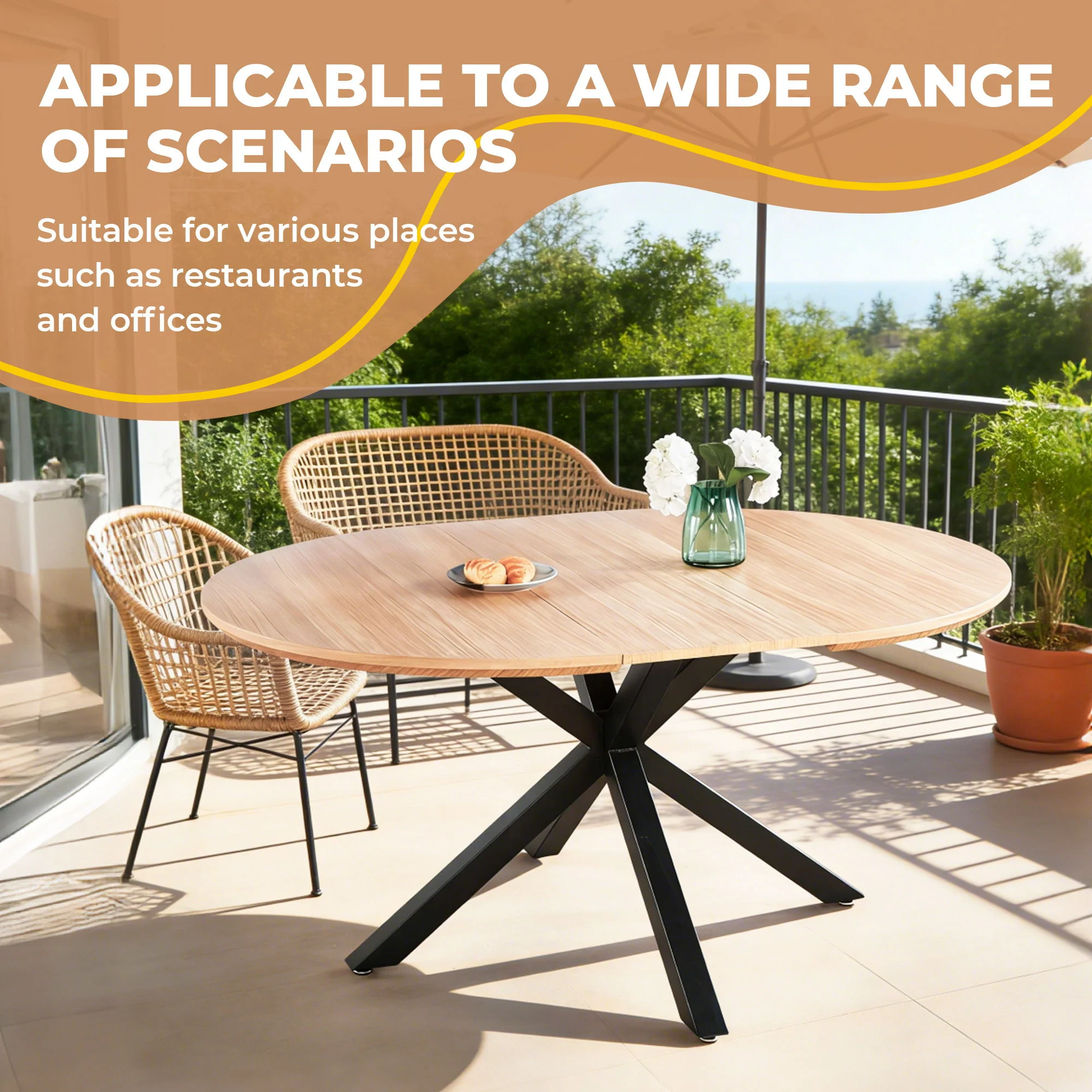 Extendable Round Dining Table - Oak - Image 9