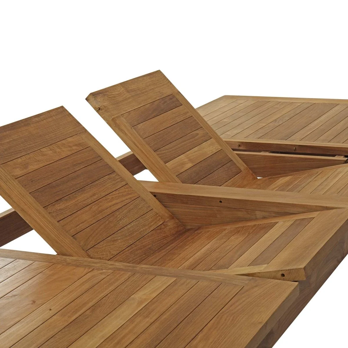 71-109" Extendable Teak Outdoor Dining Table – Natural - Image 15