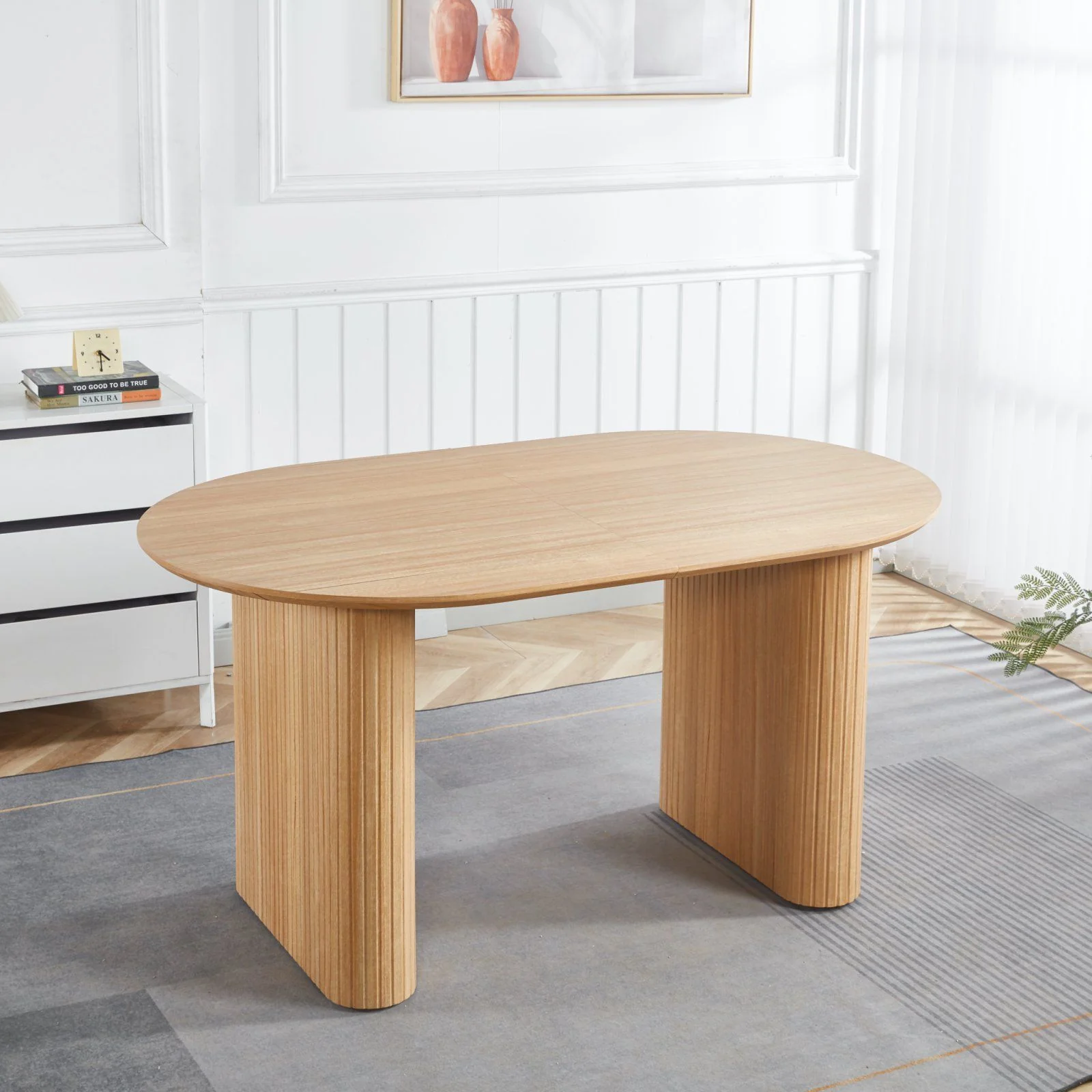 Extensible Dining Table, Suitable For 4 - 6 People - Oak - Image 6