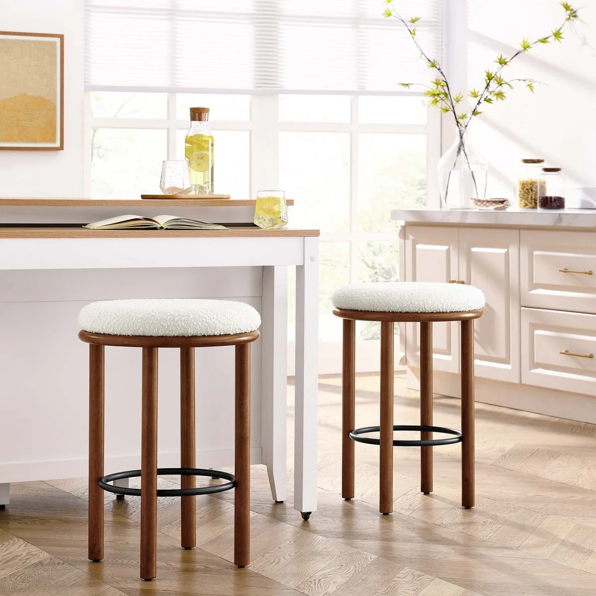 Fable 26" Backless Boucle Fabric Counter Stools Set of 2 - Image 12