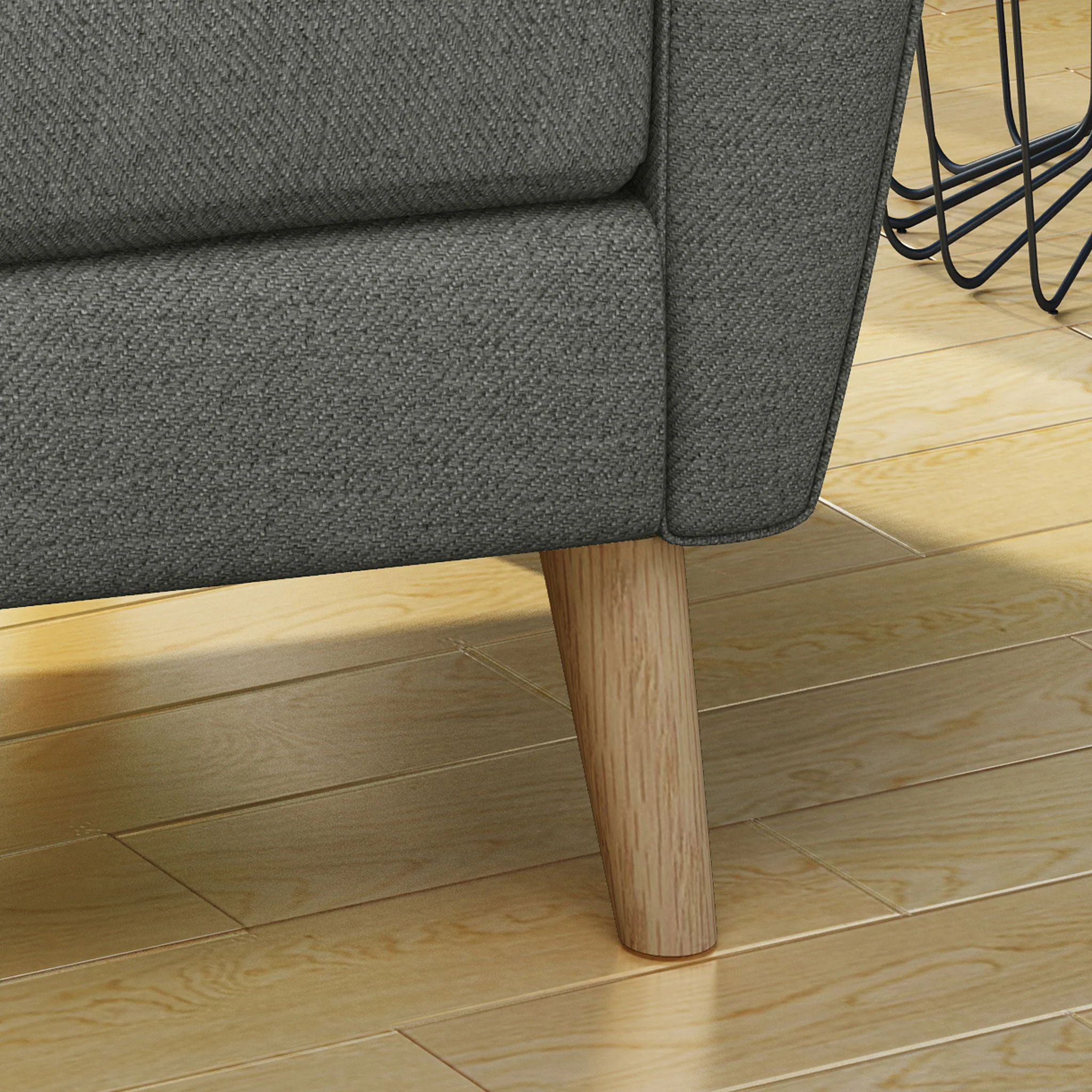Fabric Channel Stitch Club Chair With Tufted Back - Gray - Image 7