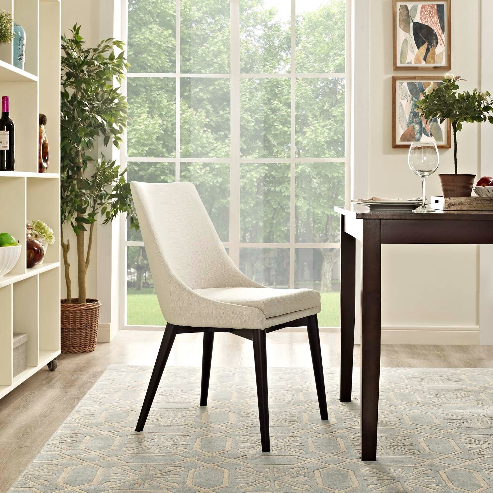 Fabric Dining Side Chair with Tapered Wood Legs - Image 4