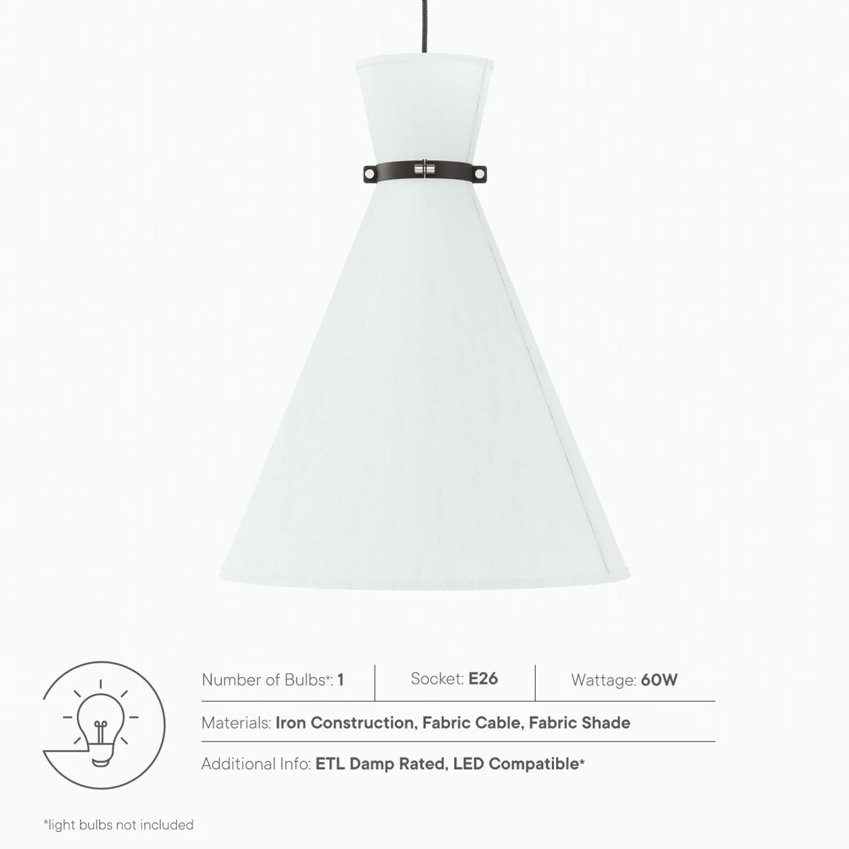 Fabric Shade Pendant – Modern Hanging Ceiling Light Fixture for Dining Room & Kitchen - Image 11