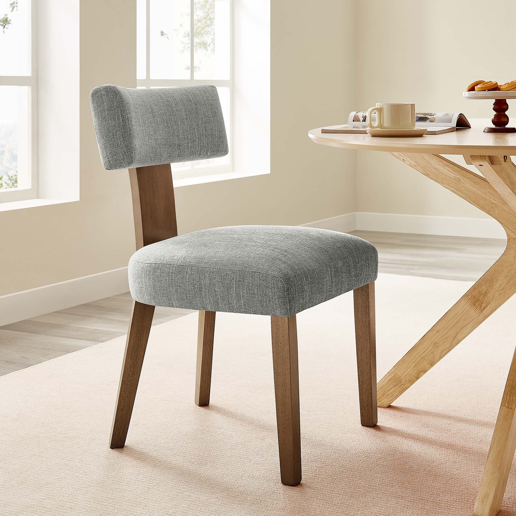 Fabric Upholstered Armless Dining Chair Set of 2 – Modern Wood Base - Image 9
