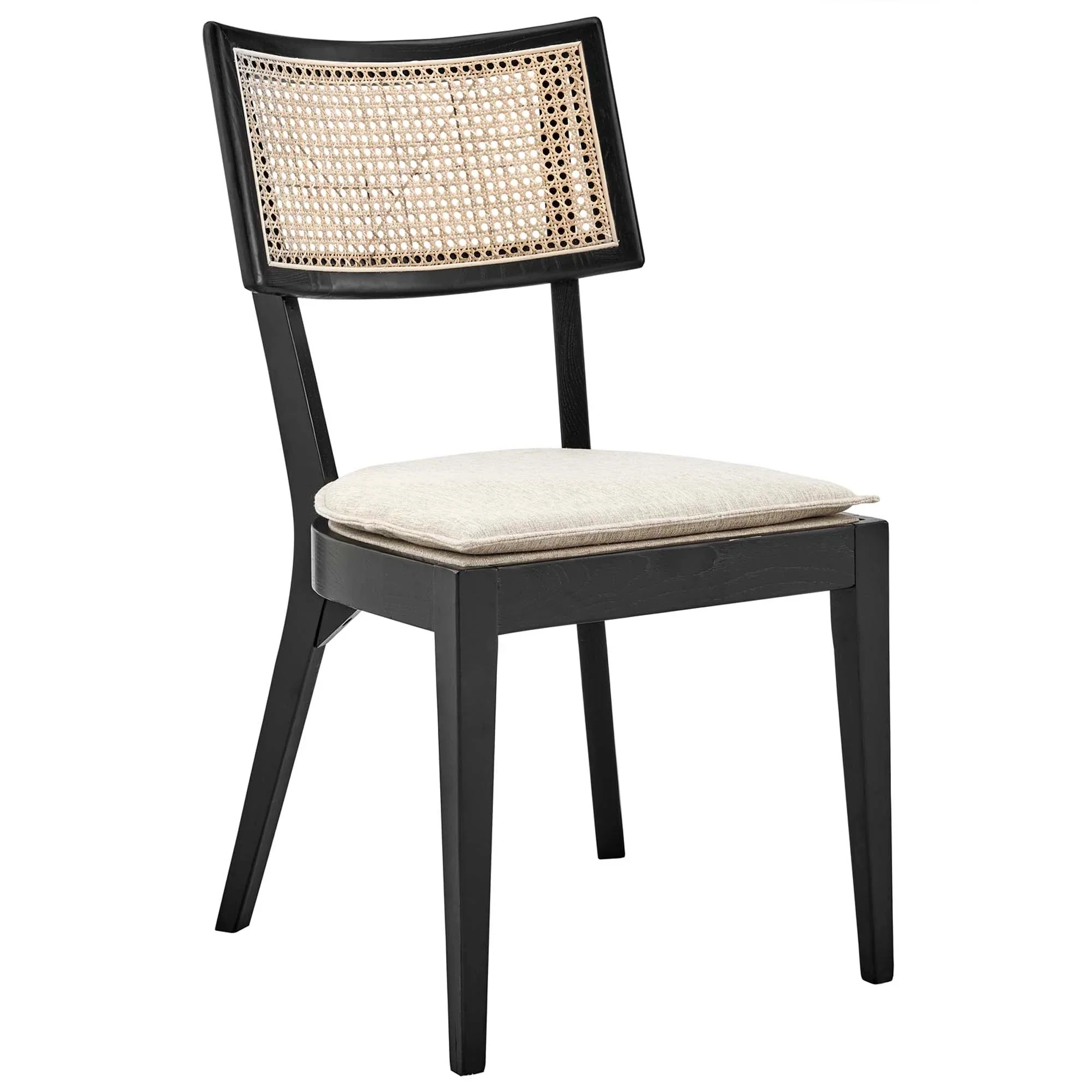 Fabric Upholstered Elm Wood Dining Chair Set with Cane Back – Set of 2 - Image 19