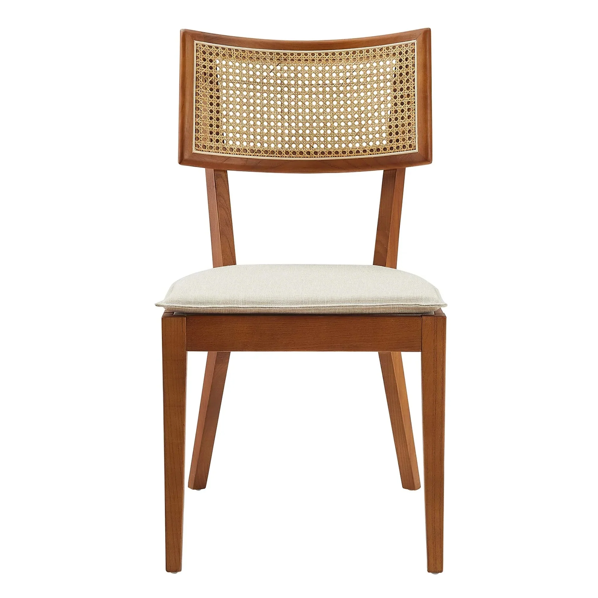 Fabric Upholstered Elm Wood Dining Chair Set with Cane Back – Set of 2 - Image 2