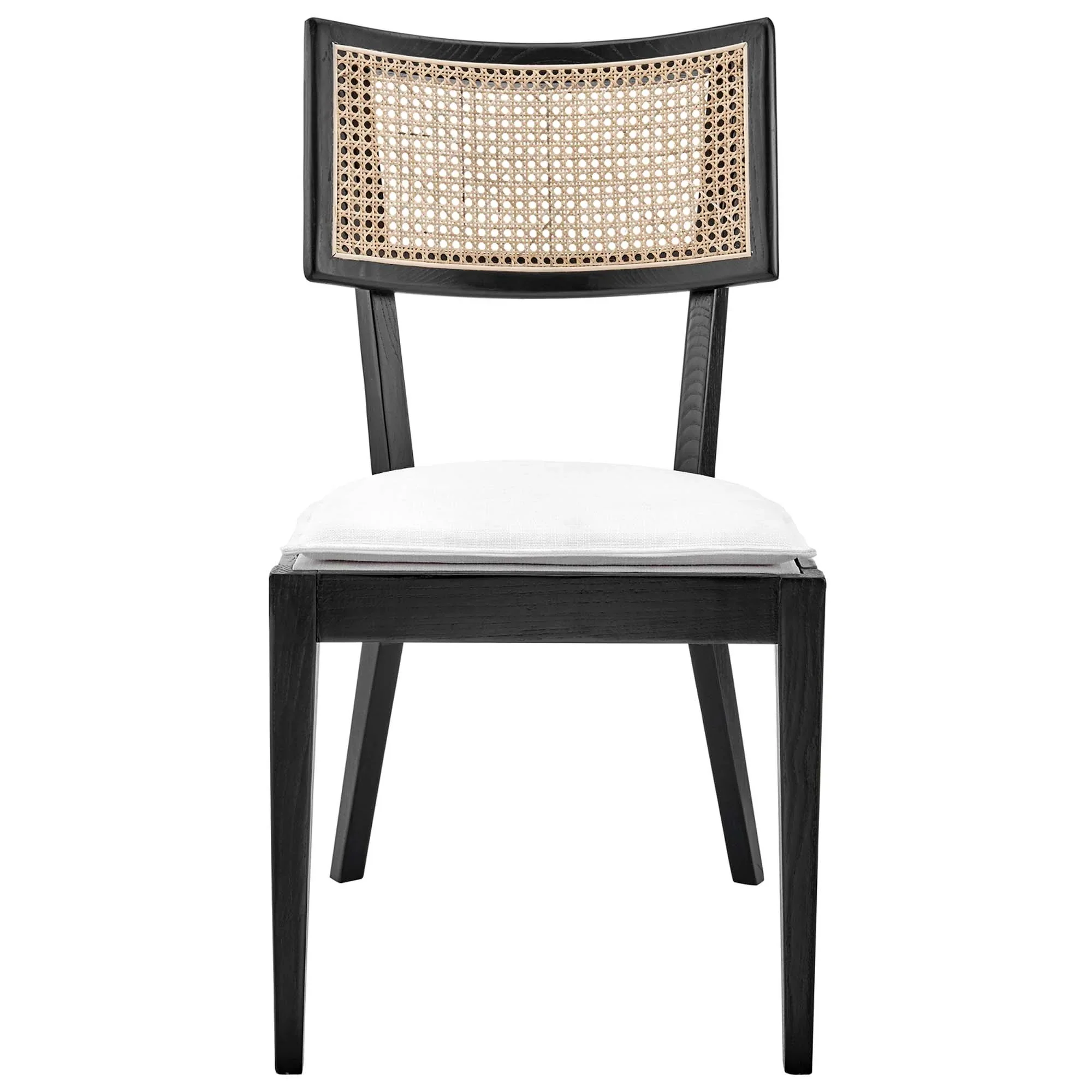 Fabric Upholstered Elm Wood Dining Chair Set with Cane Back – Set of 2 - Image 37