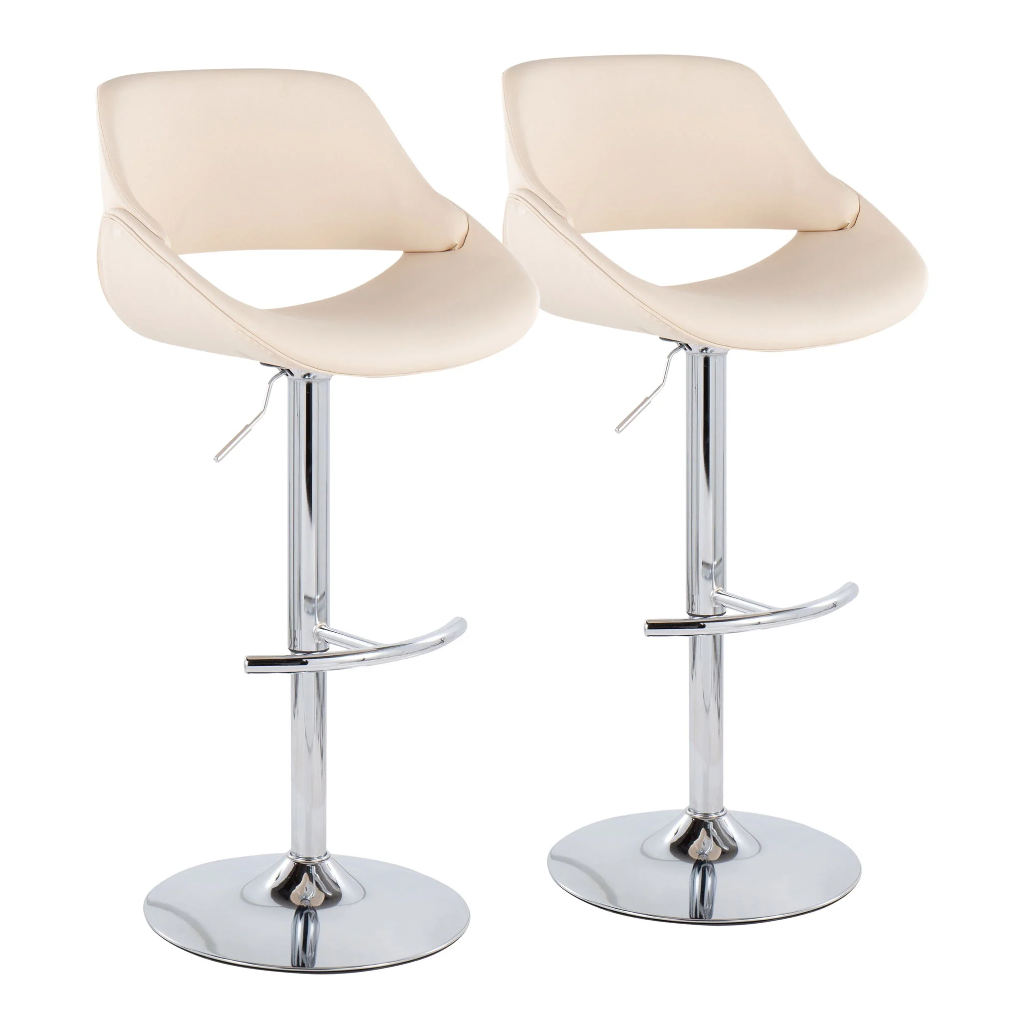 Fabrico - Contemporary Adjustable Bar Stool With Rounded T Footrest (Set of 2) - Image 2