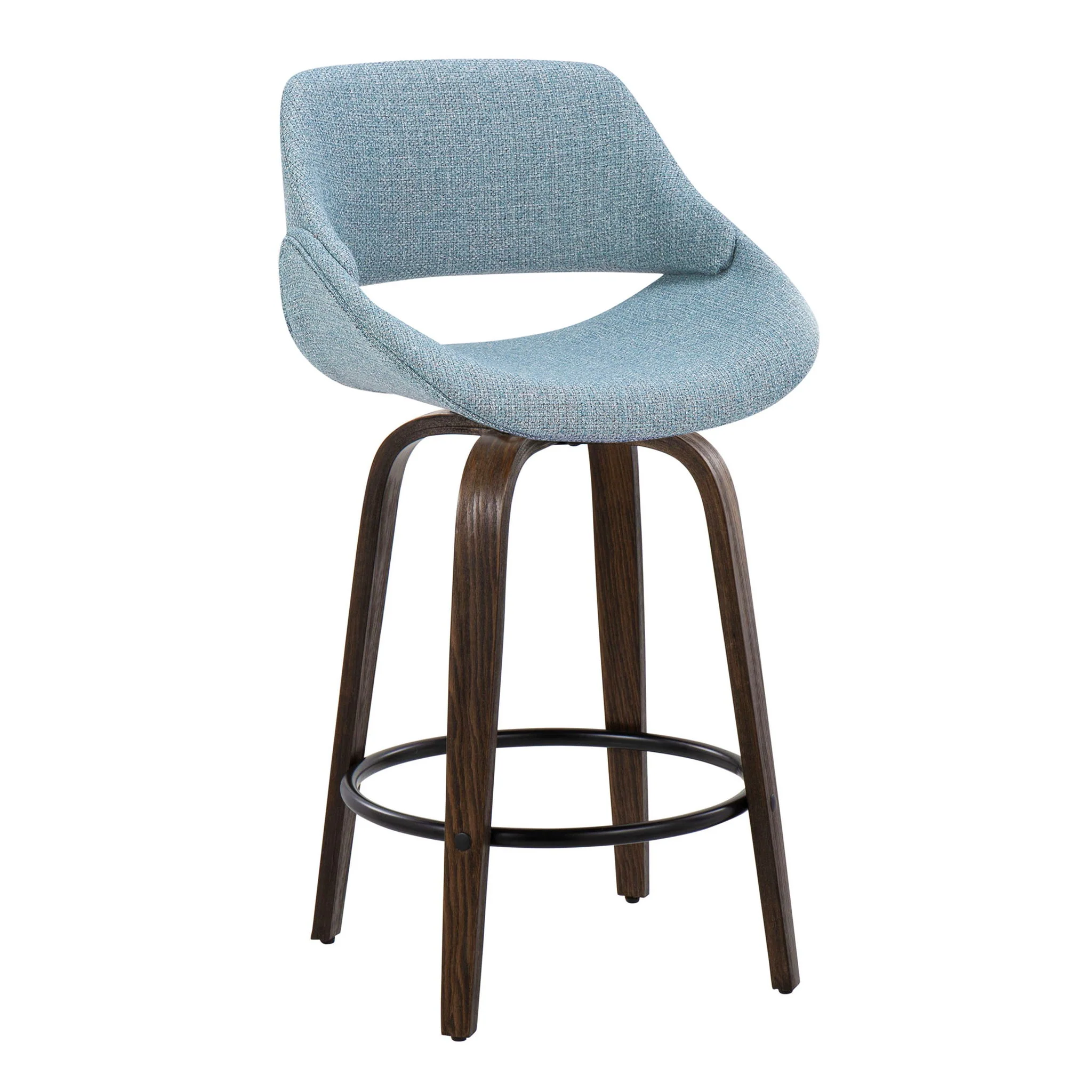 Fabrico - Mid Century Modern Fixed Height Counter Stool & Round Footrest (Set of 2) - Image 10